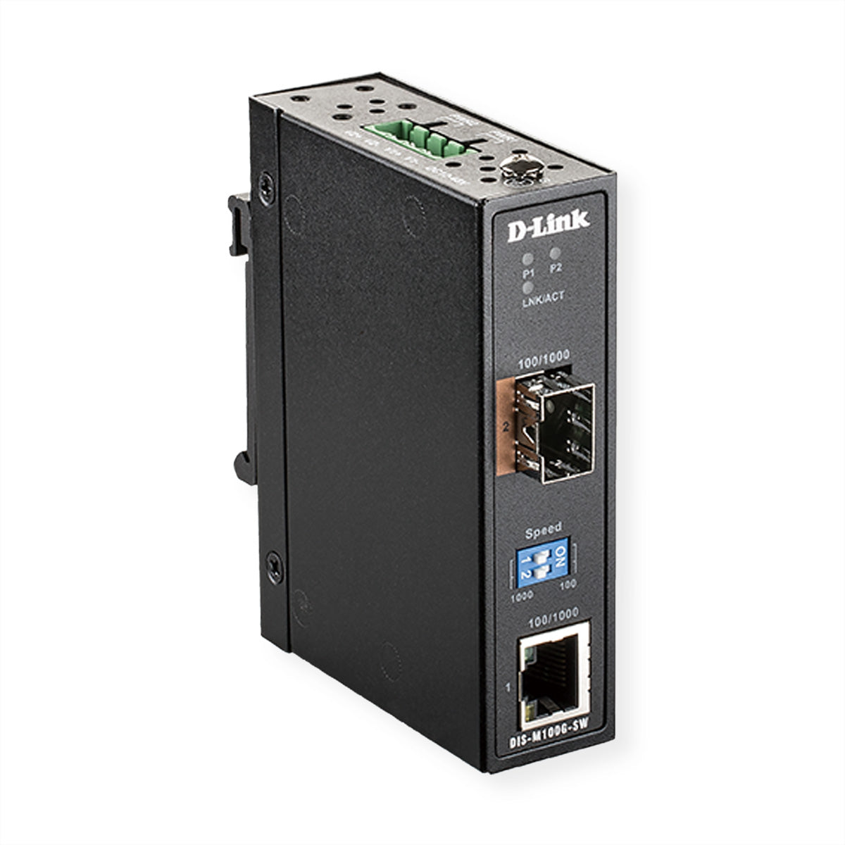 D-Link DIS-M100G-SW Medienkonverter SFP zu RJ-45 – Gigabit Ethernet, 1× RJ-45, 1× SFP, -40 bis 70 °C