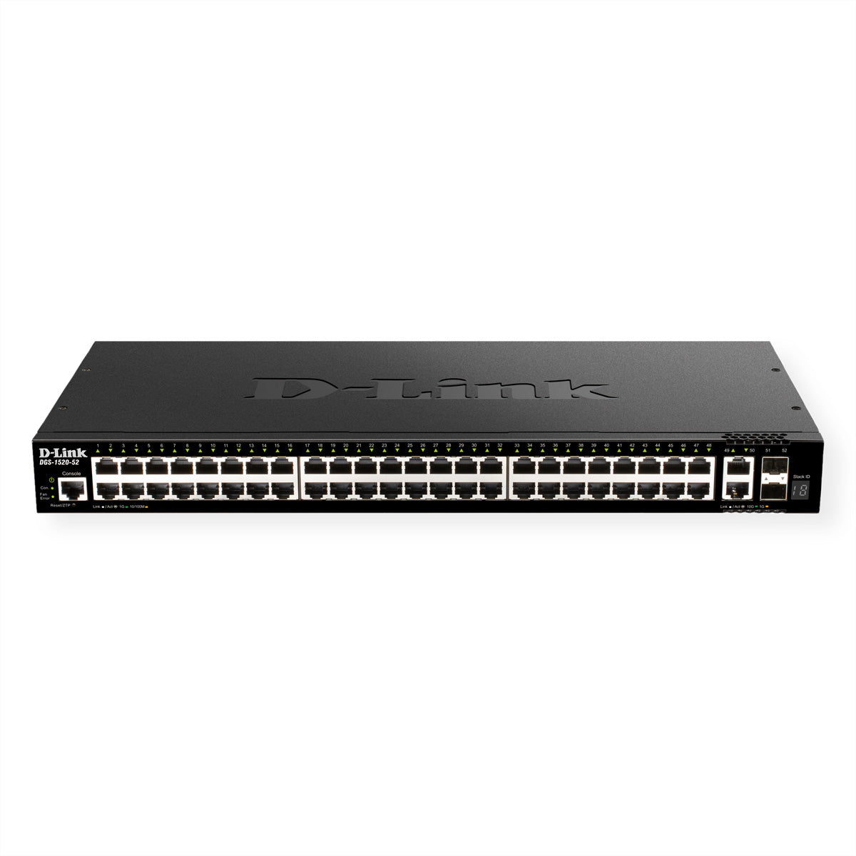 D-Link DGS-1520-52/E – Managed L3 Switch – 48× 1G + 2× 10G, 2× SFP+, 19", 1U