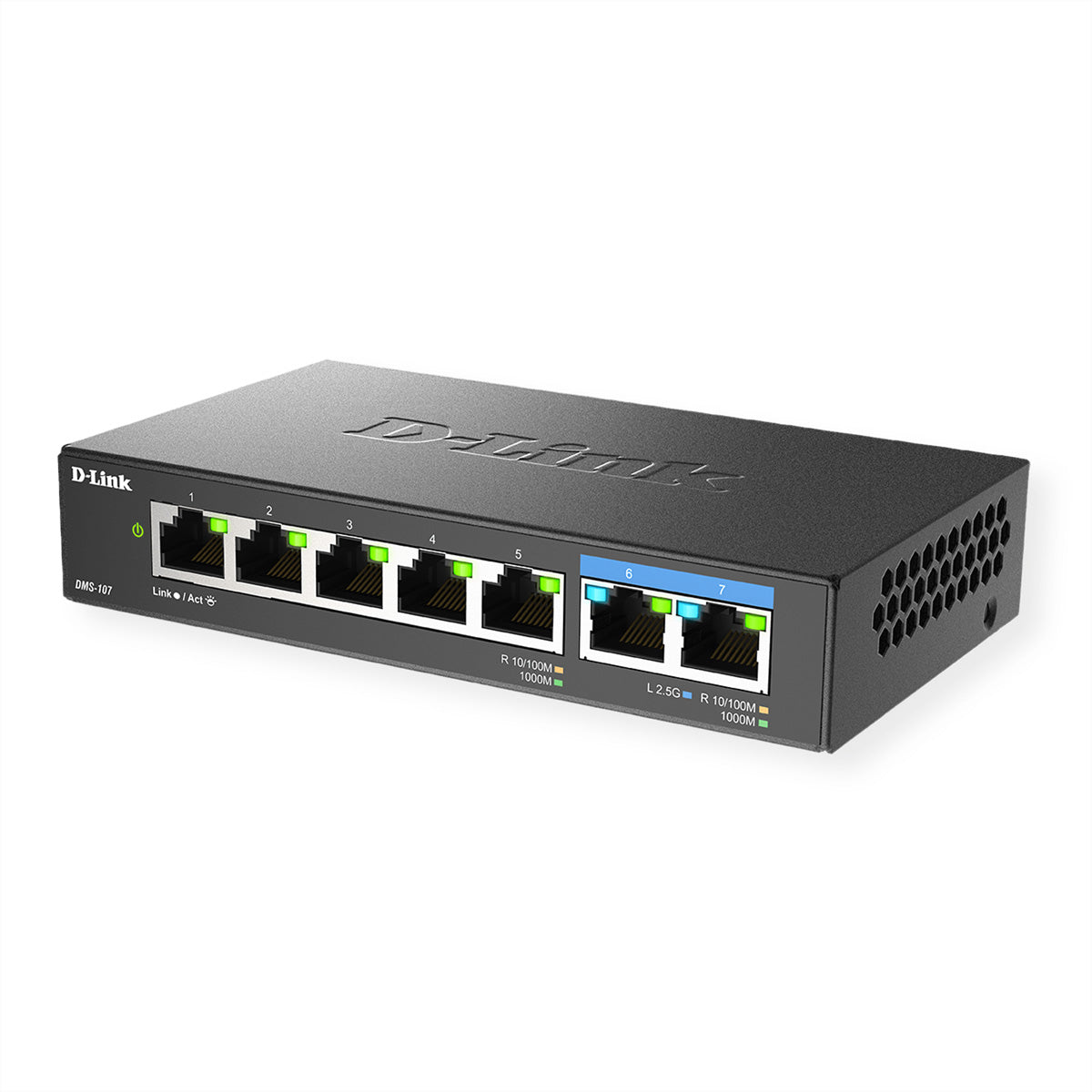 D-Link DMS-107/E – Netzwerk-Switch, Unmanaged, 7x LAN (5x GbE, 2x 2,5GbE), Schwarz