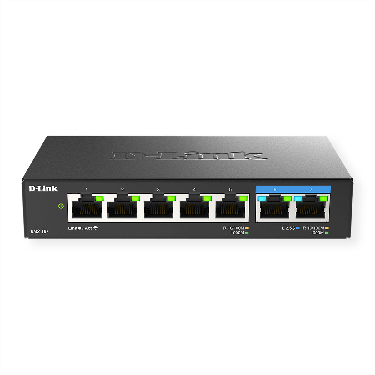 D-Link DMS-107/E – Netzwerk-Switch, Unmanaged, 7x LAN (5x GbE, 2x 2,5GbE), Schwarz