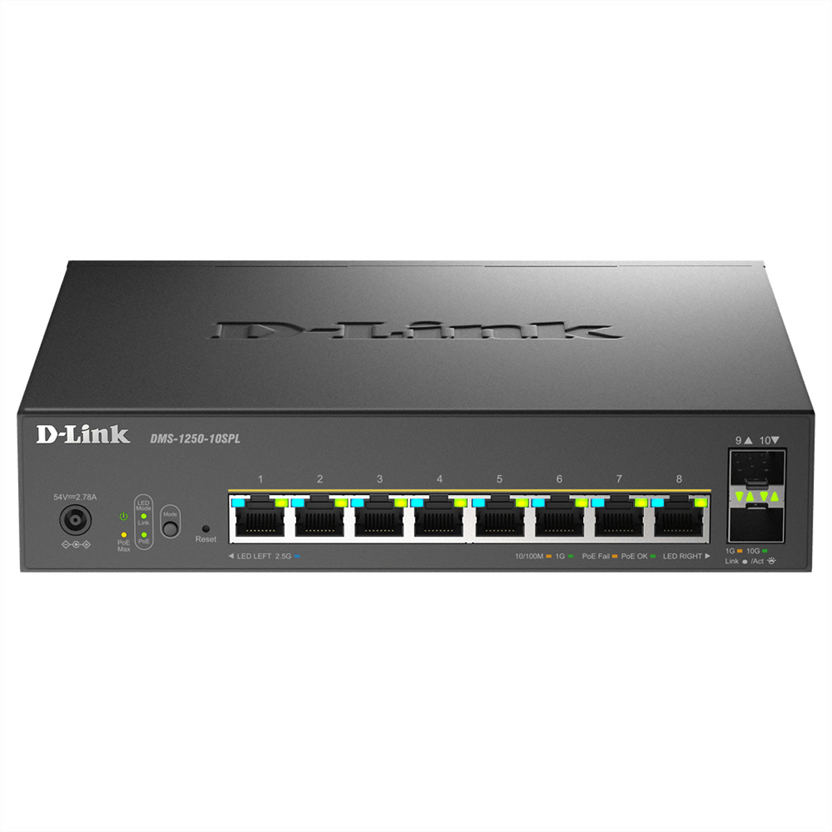 D-Link DMS-1250-10SPL/E – Managed Switch – 8×2.5G, 2×SFP+, L2, PoE++ 120 W, 1U