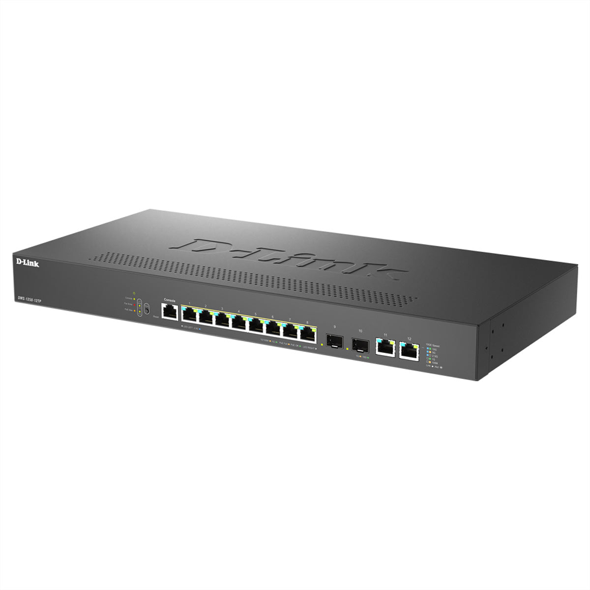 D-Link DMS-1250-12TP/E – Managed Switch – 8×2.5G, 2×10G, 2×SFP+, L2, PoE+ 240 W, 19" Rack