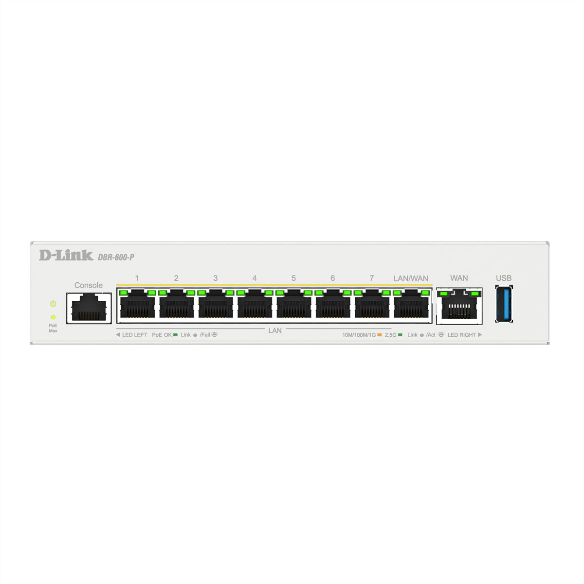D-Link DBR-600-P/E – VPN-Router – 8×2,5G PoE+ (123 W), 1×2,5G WAN, Dual-WAN, IPsec/PPTP/L2TP/WireGuard