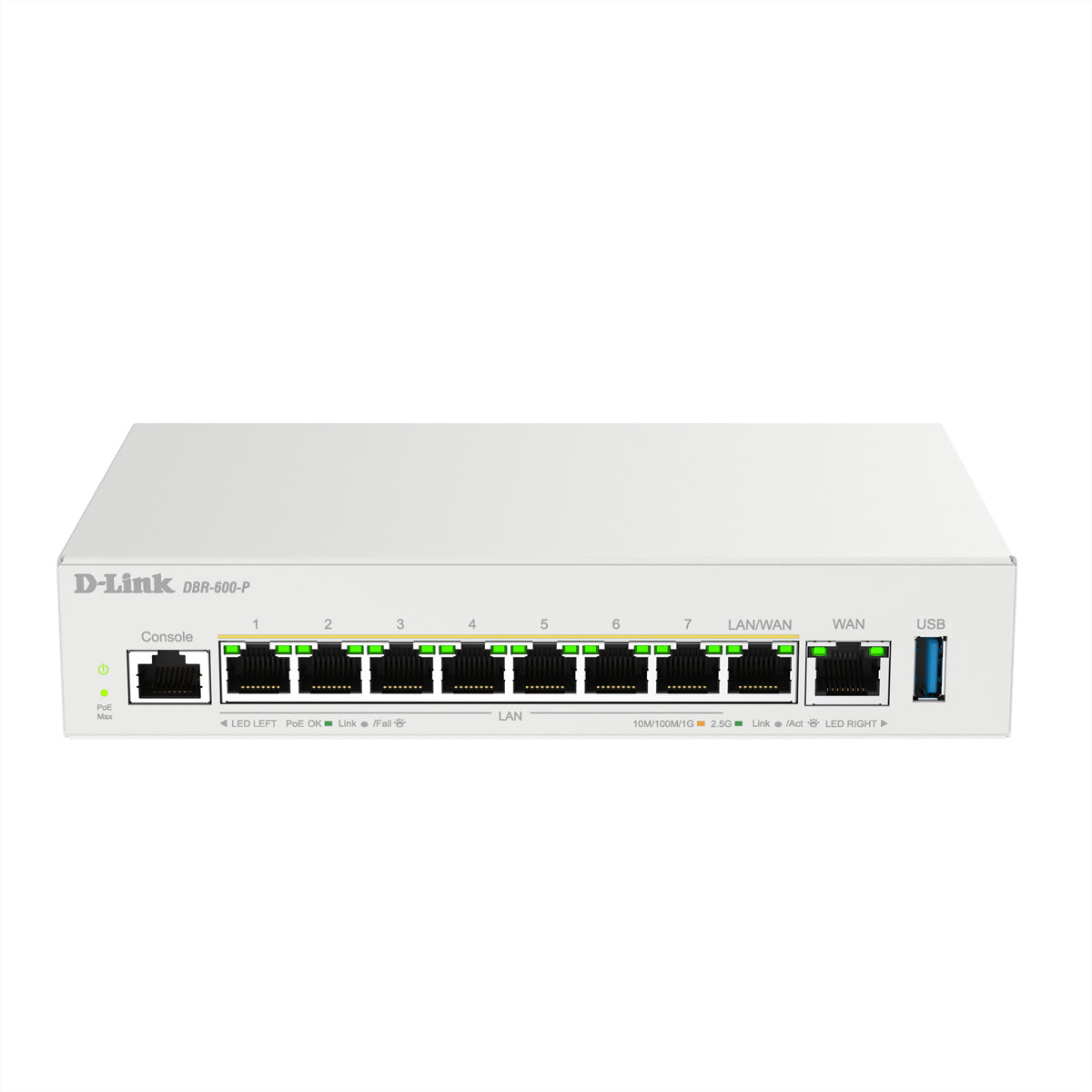 D-Link DBR-600-P/E – VPN-Router – 8×2,5G PoE+ (123 W), 1×2,5G WAN, Dual-WAN, IPsec/PPTP/L2TP/WireGuard