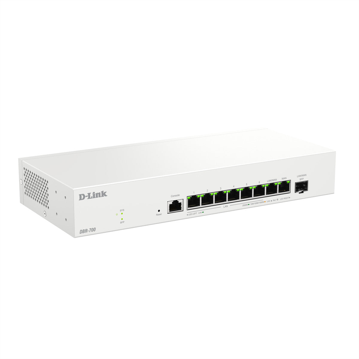 D-Link DBR-700 – VPN-Router – 8×2.5G RJ45, 1×2.5G SFP, bis 2×WAN, IPsec/WireGuard/OpenVPN, rackfähig