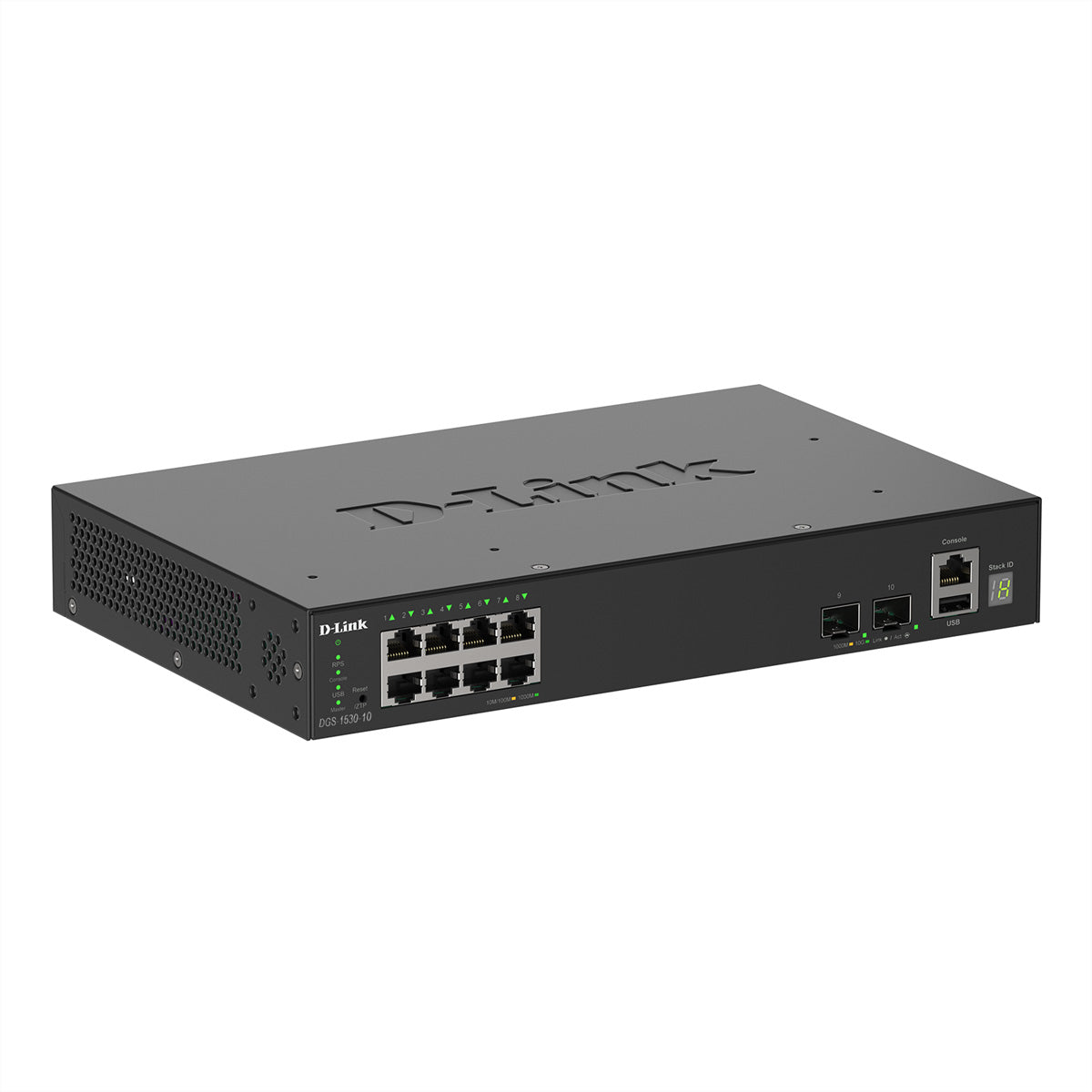 D-Link DGS-1530-10/E – Smart L2 Switch – 8× 1G, 2× SFP+, 19", 1U