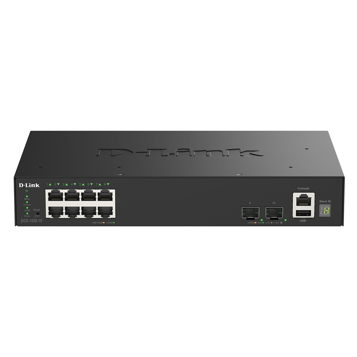 D-Link DGS-1530-10/E – Smart L2 Switch – 8× 1G, 2× SFP+, 19", 1U
