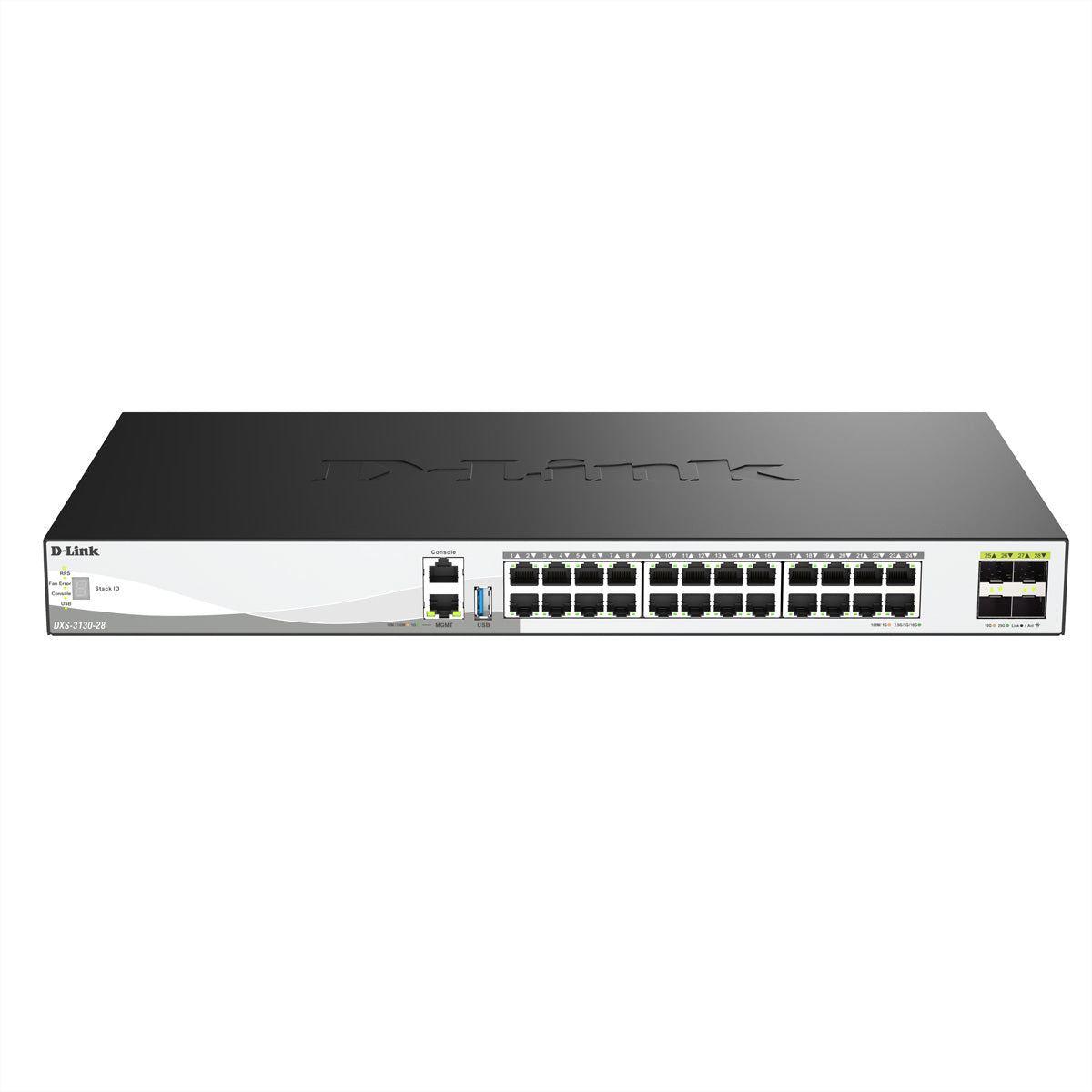 D-Link DXS-3130-28/E – Managed Switch – 24×10G, 4×10/25G SFP28, L3, PoE++ 790 W, 19" Rack