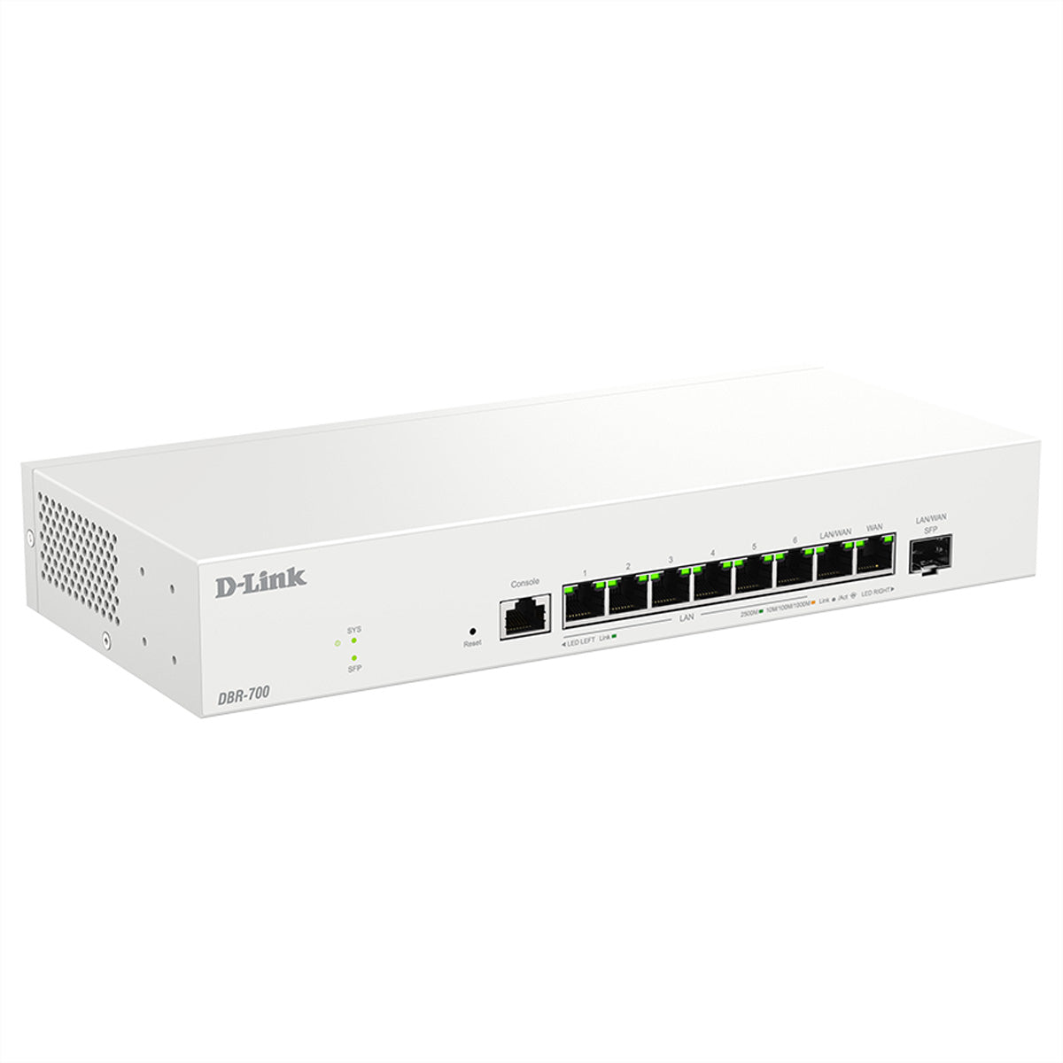 D-Link DBR-700 – VPN-Router – 6×2.5G LAN, 1×2.5G SFP, 1×WAN, Multi-WAN, 100×IPsec, rackfähig