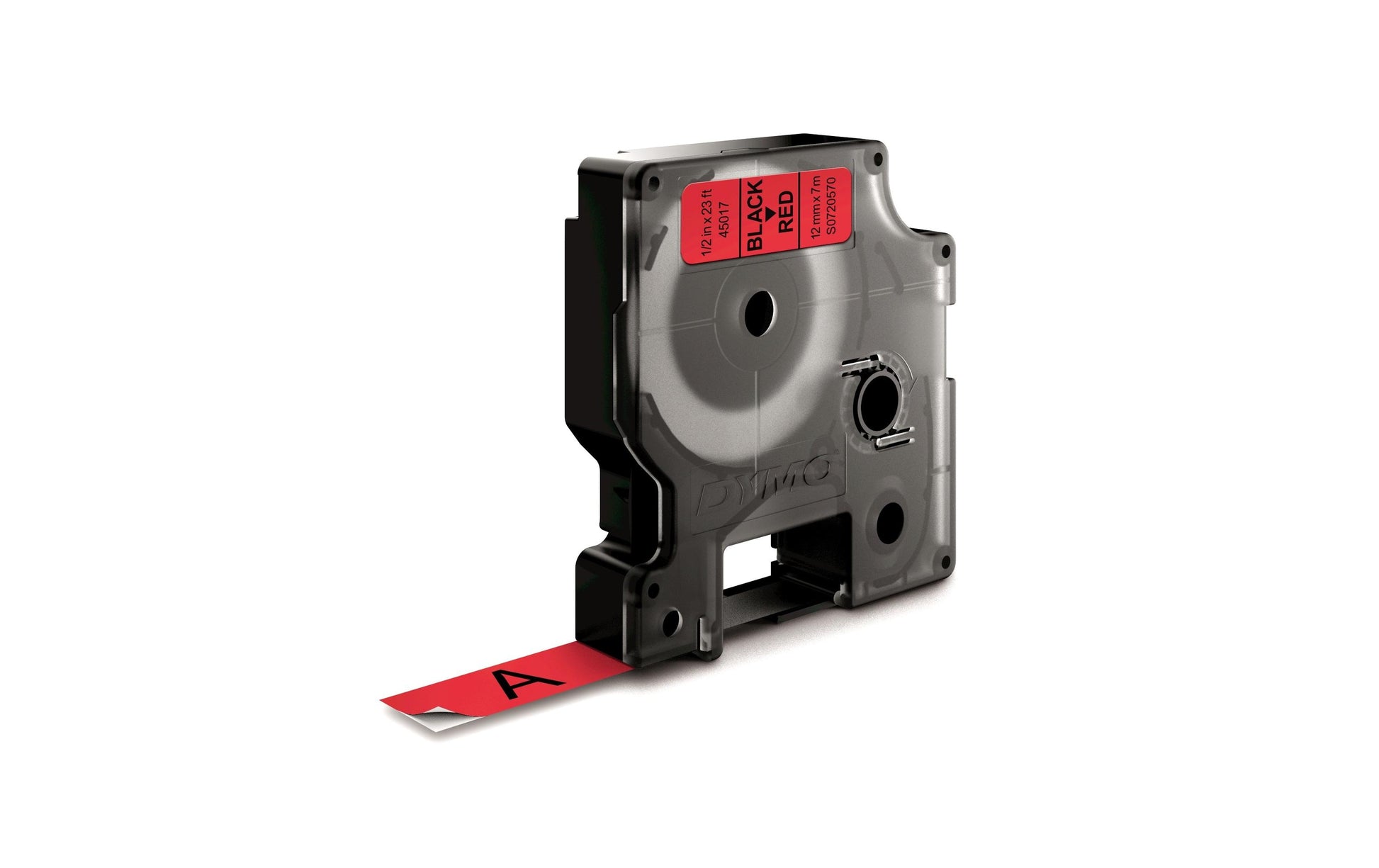 DYMO Schriftband – 12 mm × 7 m, rot, schwarz – D1-TAPE
