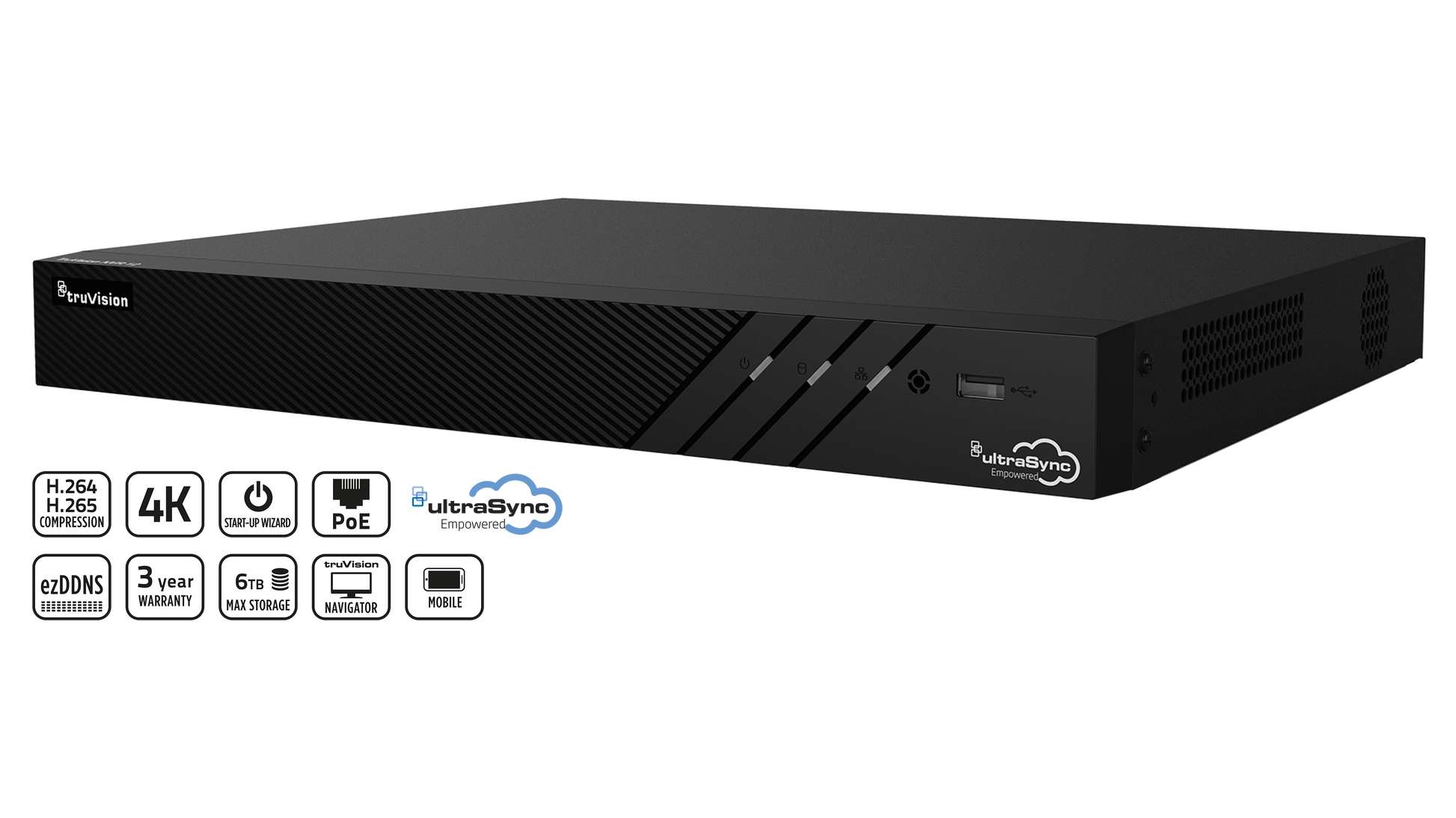 Aritech TruVision TVN-1208S NVR – 8 Kanal, 8× PoE – 2 TB – 4K