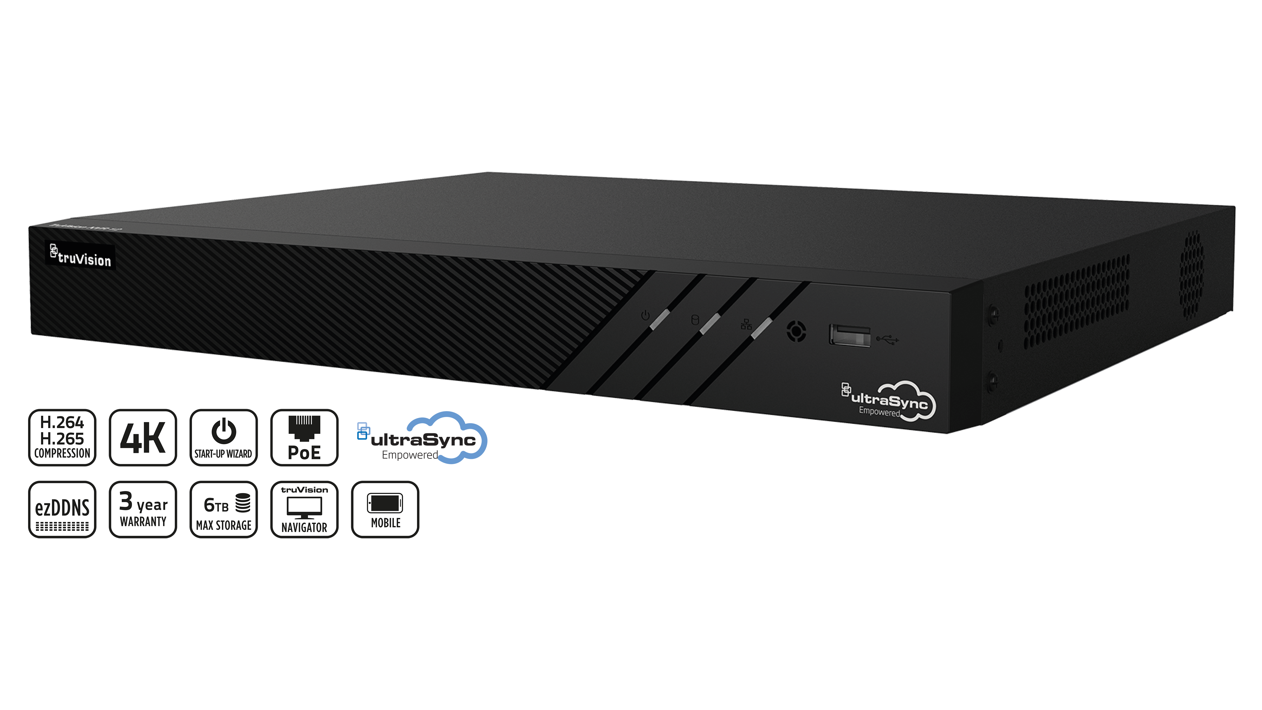 Aritech TruVision TVN-1208S NVR – 8 Kanal, 8× PoE – 2 TB – 4K