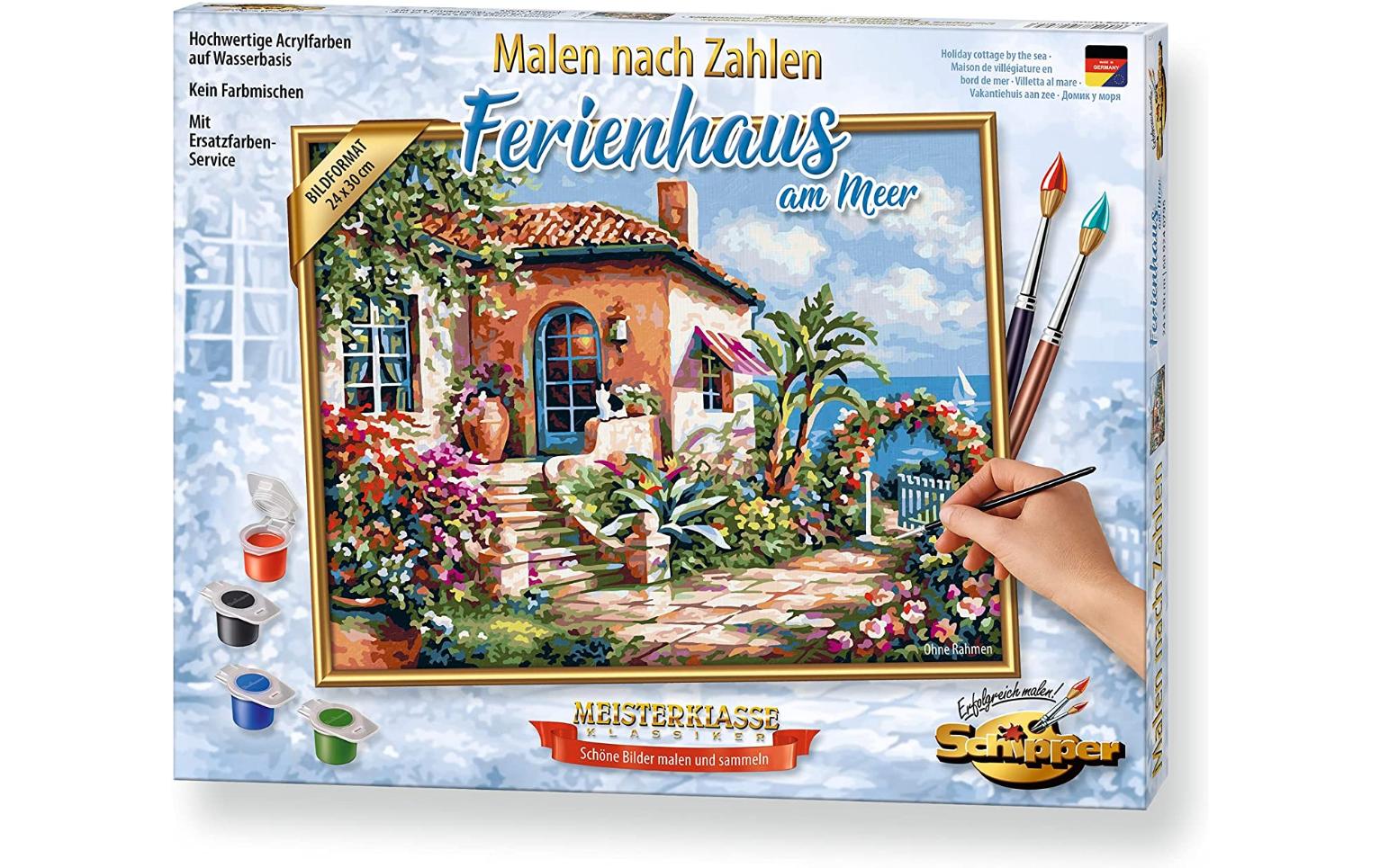 Schipper Malen-nach-Zahlen-Set – Ferienhaus am Meer – 24 × 30 cm – ab 8 Jahren