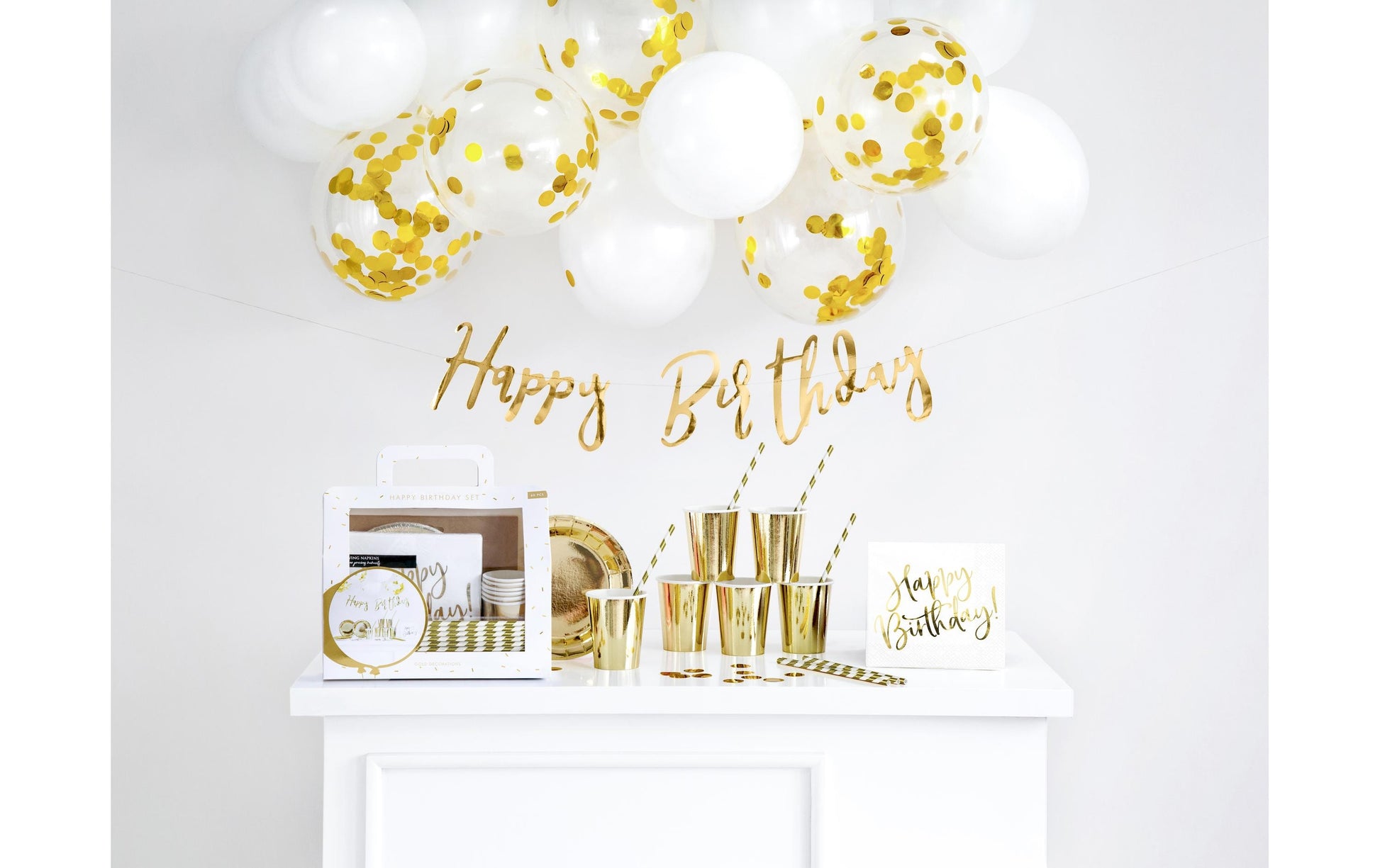 PartyDeco Neujahrs-Konfetti-Luftballons – transparent, gold – Ø 30 cm – Latex – 6 Stk