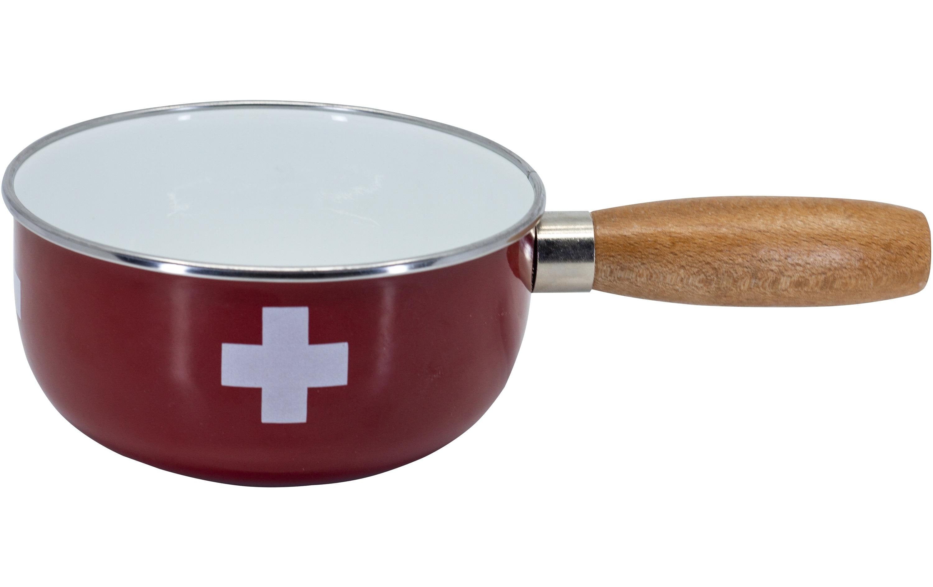 Nouvel Caquelon – Ø 16 cm, Stahl, Emaille, für Käsefondue, Glaskeramik, Rot
