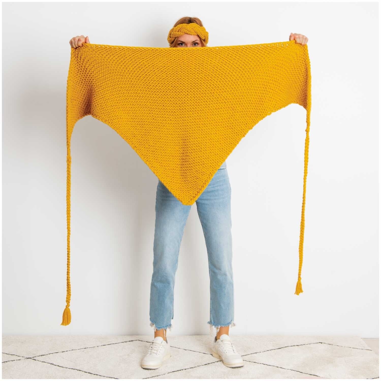 Rico Design Essentials Mega Wool Chunky Wolle Senfgelb – 100 g, 115 m, Nadel 6 mm, 55% Schurwolle/45% Polyacryl