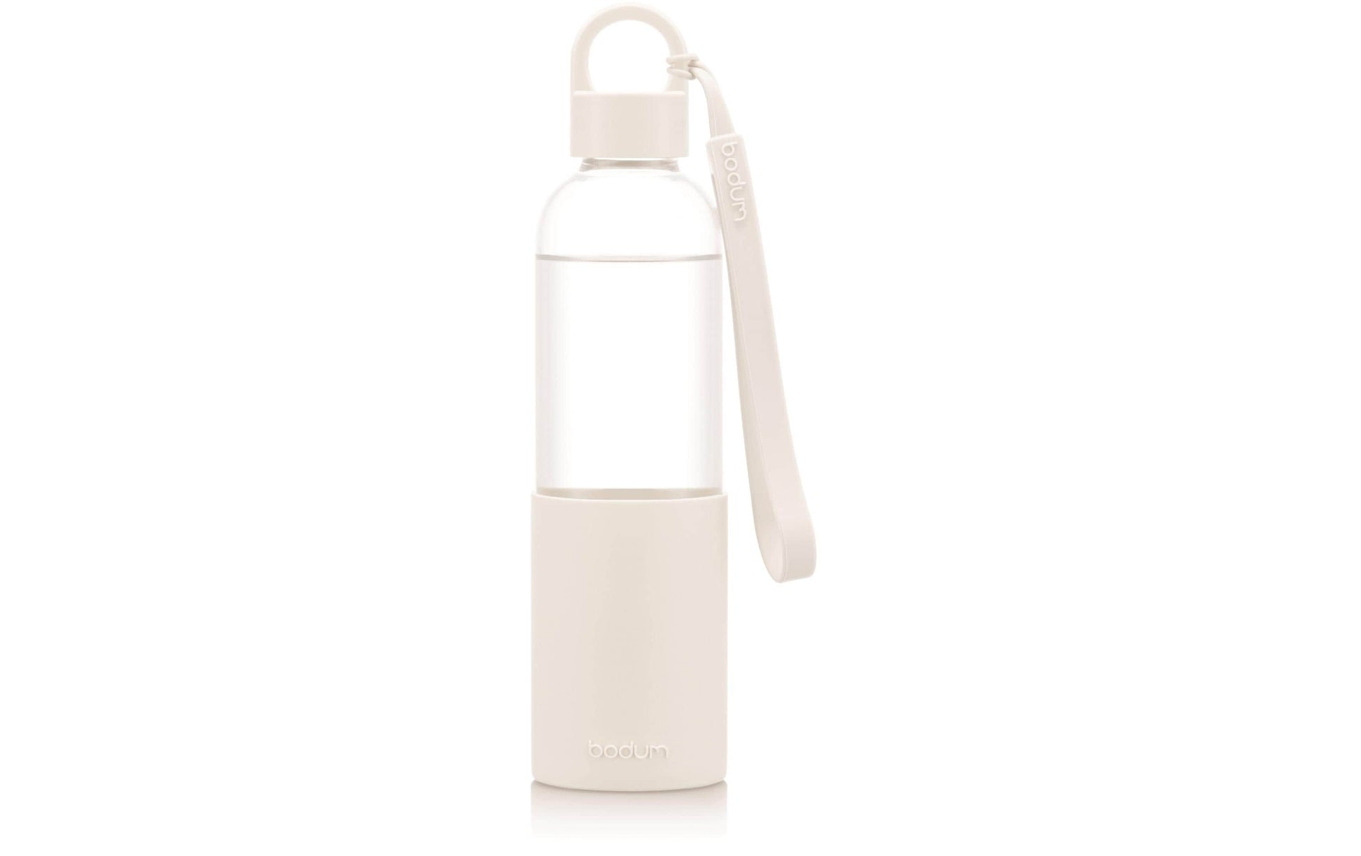Bodum Melior Trinkflasche 500 ml – Borosilikatglas, Schraubdeckel, Weiss