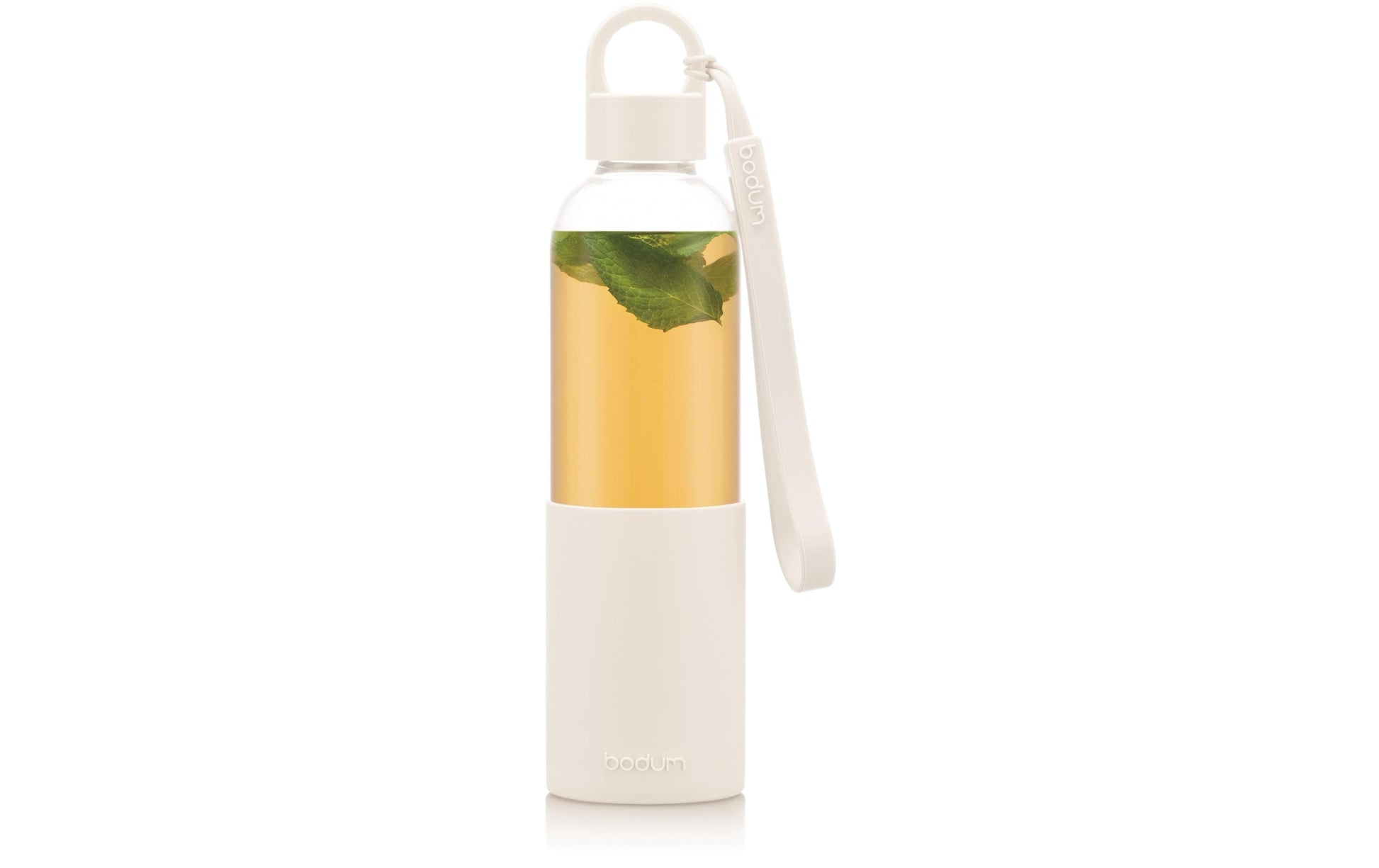 Bodum Melior Trinkflasche 500 ml – Borosilikatglas, Schraubdeckel, Weiss
