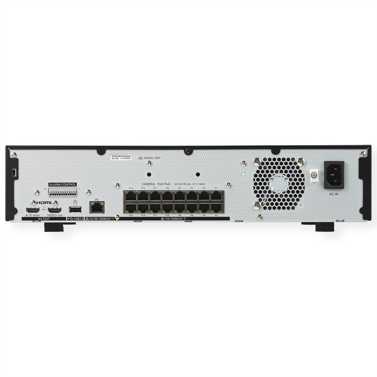 i-PRO WJ-NU301 NVR – 16 Kanäle, PoE 16×, 4K, 2× HDD, 40 TB, HDMI 4K, HDMI FHD