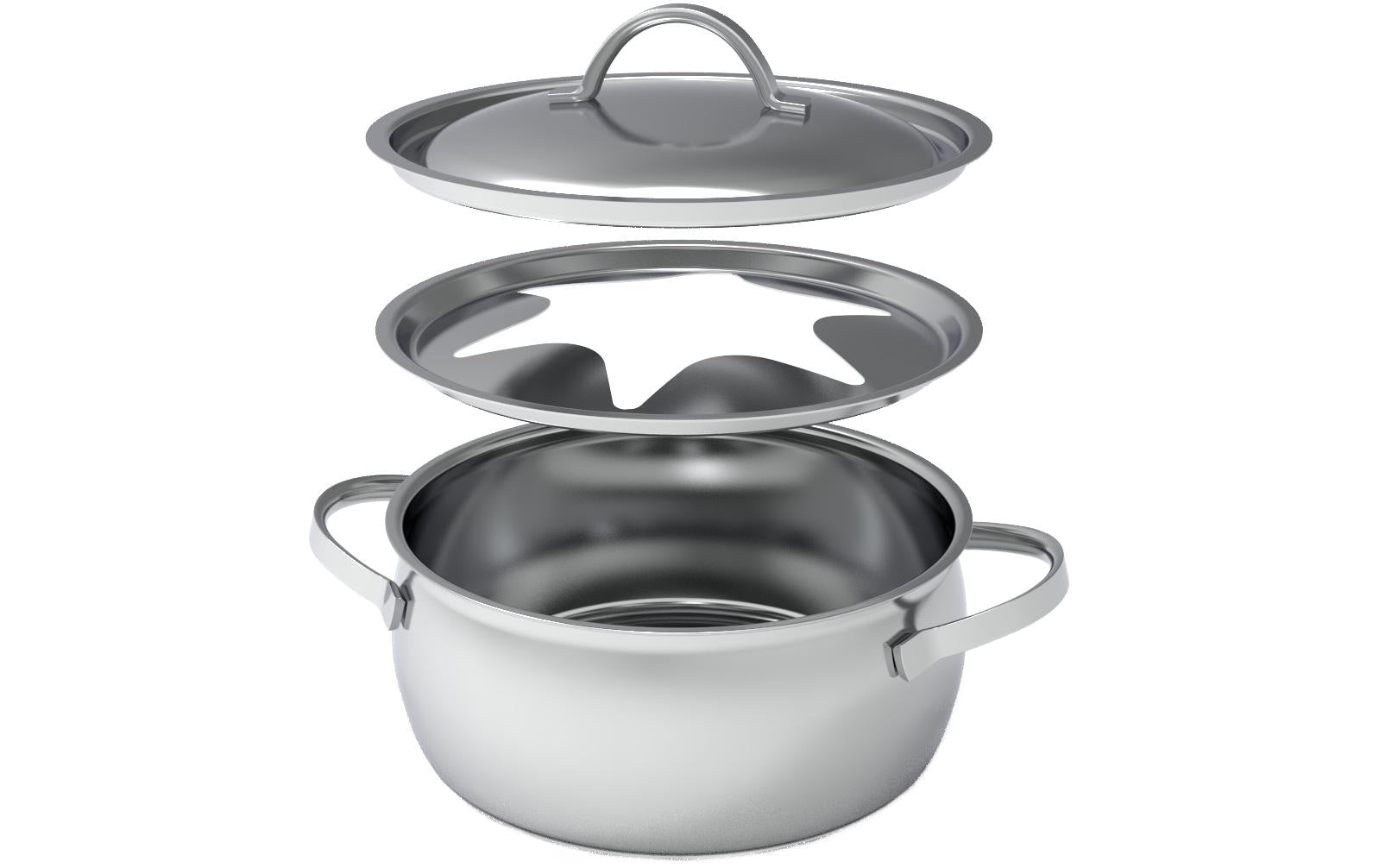 Kisag Fonduepfanne – Ø 20 cm, Edelstahl, für Fondue Bourguignonne, Induktion, 8 Personen