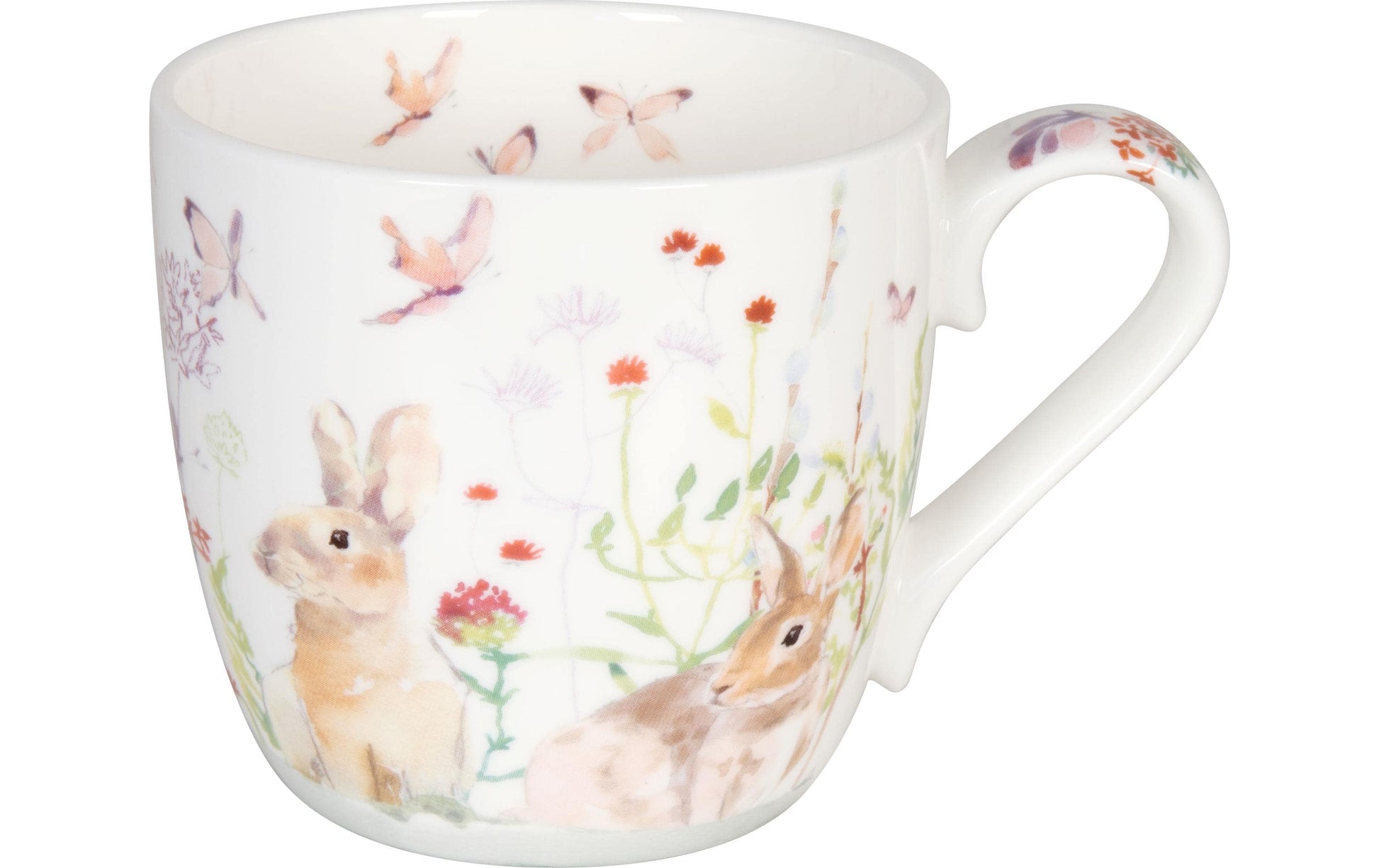 Könitz Porzellan Könitz Kaffeetasse Spring Bunnies – 420 ml, Ø 9,7 cm, Porzellan, Mehrfarbig, spülmaschinenfest