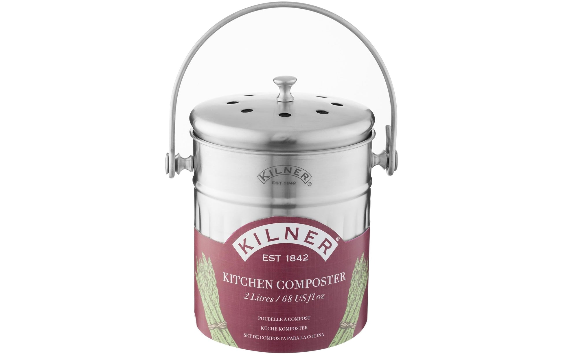 Kilner Komposteimer – 2 l – Edelstahl, rund