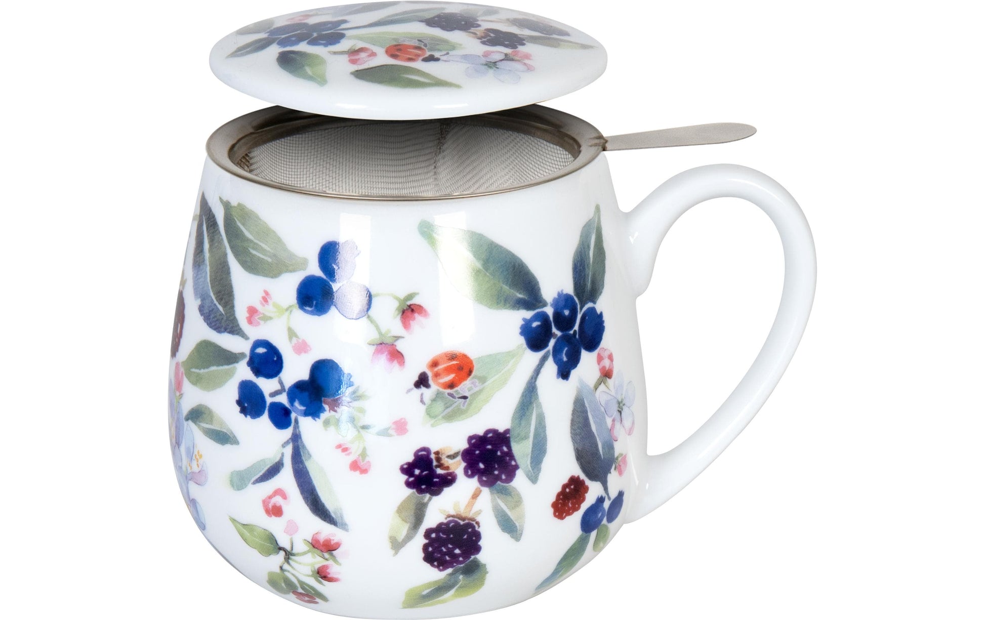 Könitz Porzellan Teetasse Fruity Tea Berry – 420 ml, Ø 8,2 cm, Porzellan, mit Deckel, spülmaschinenfest