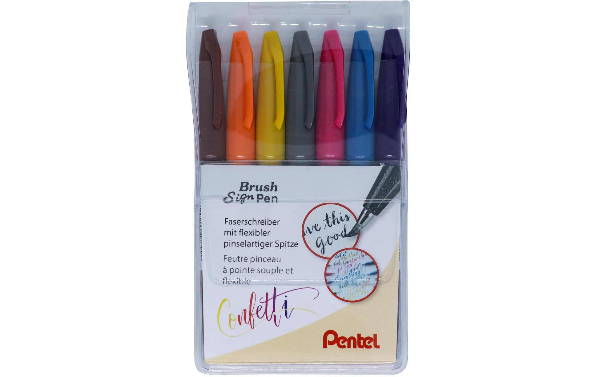 Pentel Filzstifte Sign Pen Brush, 7 Farben