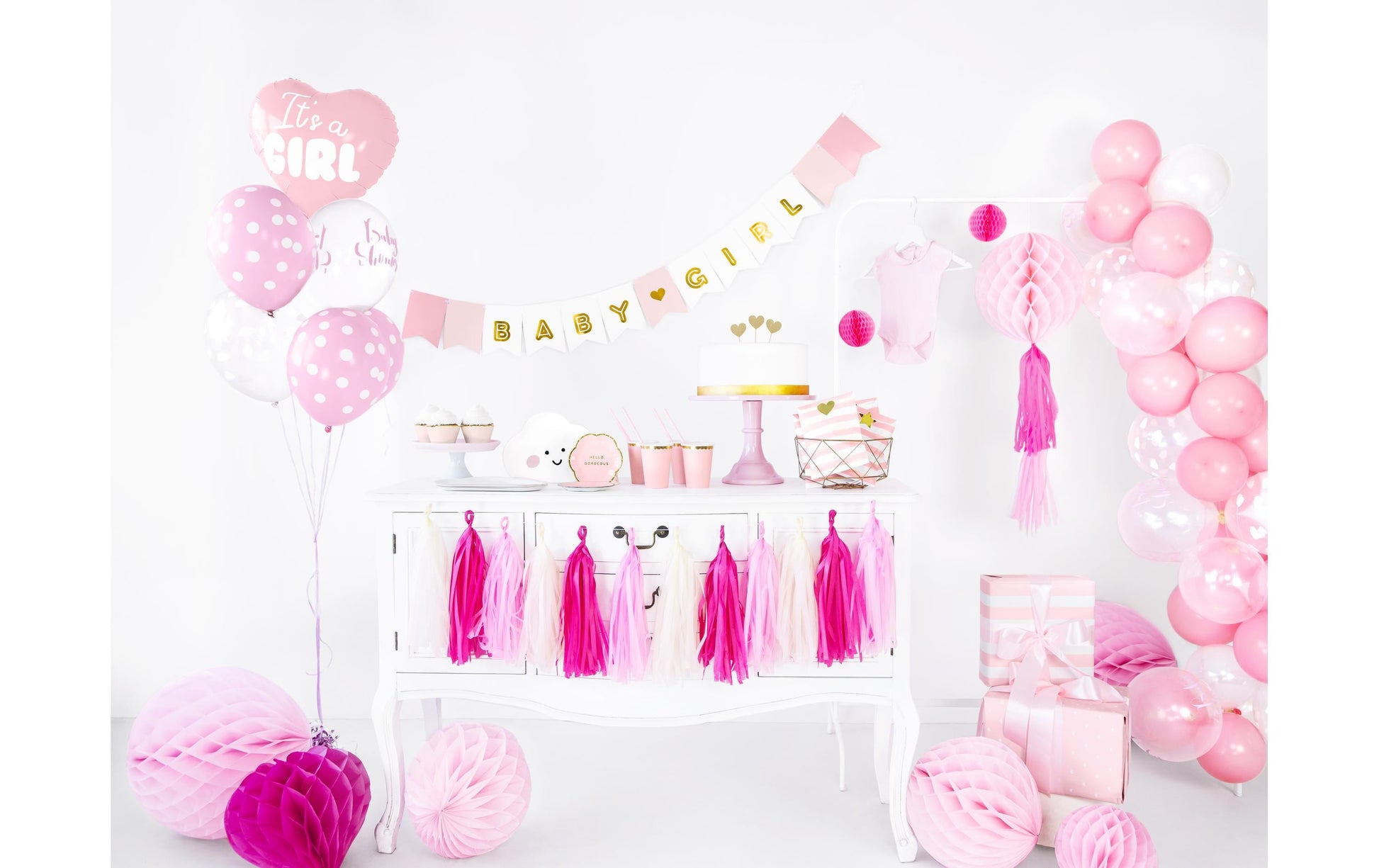PartyDeco Babyshower Luftballons – weiss/transparent – Ø 30 cm – Latex – 6 Stk