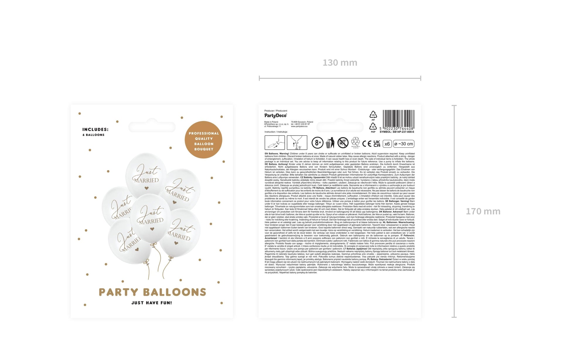 PartyDeco Hochzeitsballons – Weiss – Ø 30 cm – Latex – 6 Stk