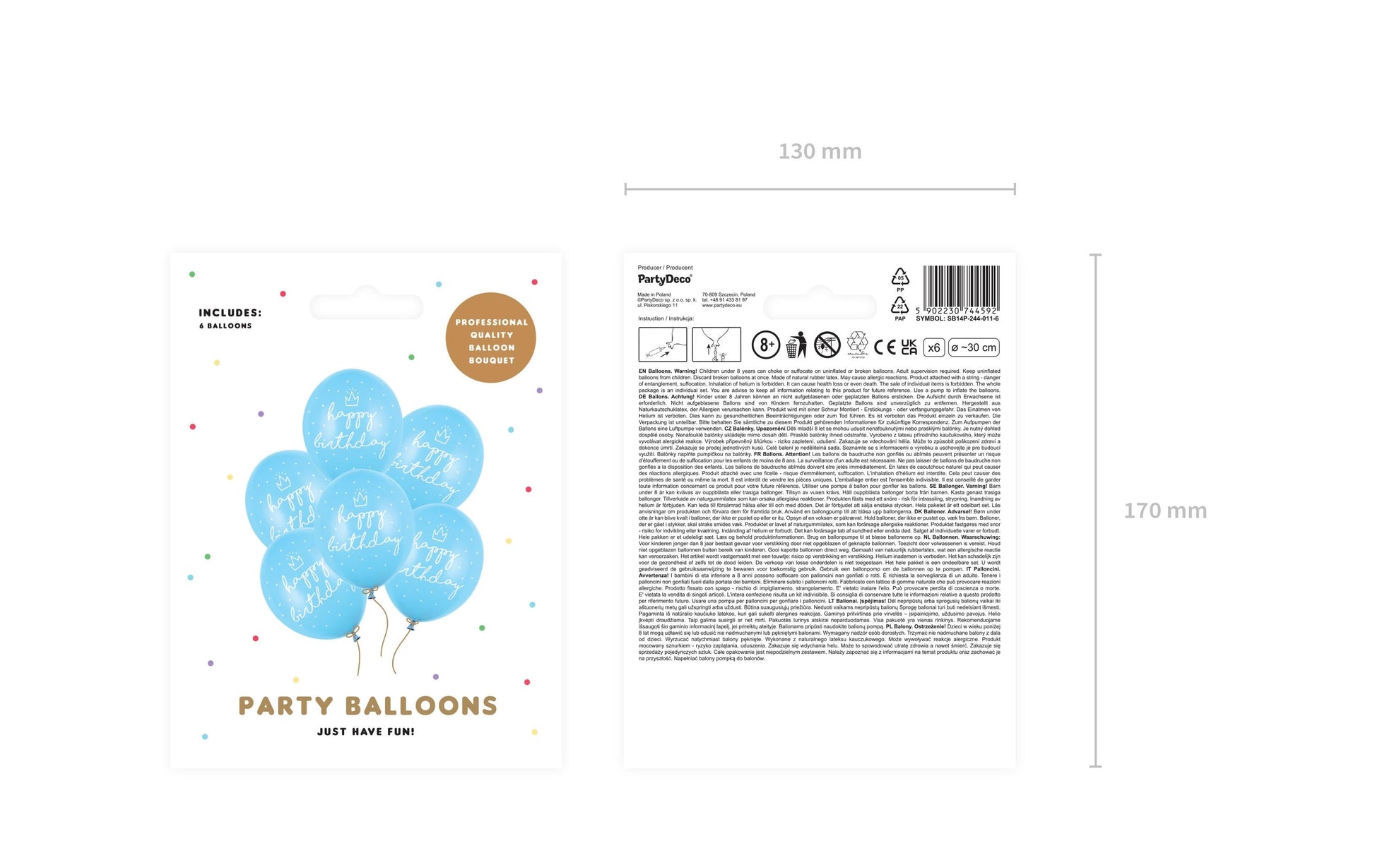 PartyDeco Luftballons Junge – Hellblau – Ø 30 cm – Latex – 6 Stk