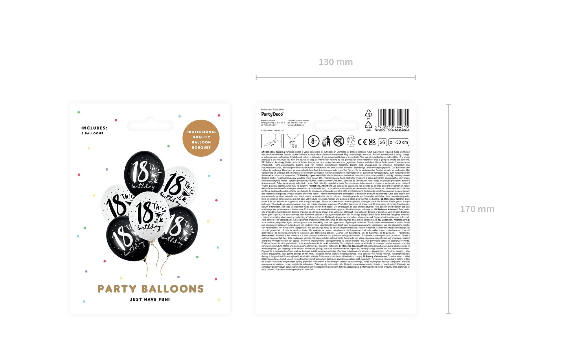 PartyDeco Geburtstagsluftballons – Weiss – Ø 30 cm – Latex – 6 Stk