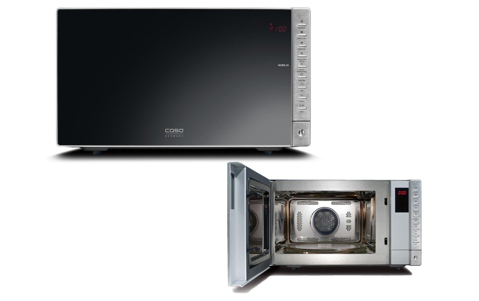 Caso Kombi-Mikrowelle HCMG 25 – 25 l, Grill & Heissluft, 900 W – silber/edelstahl