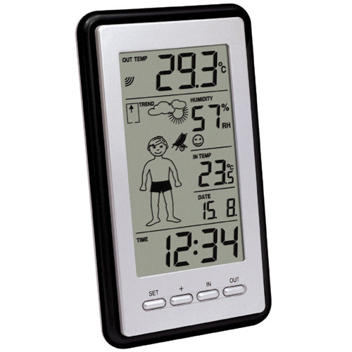 Technoline WS 9632 IT – Wetterstation, innen/aussen, inkl. Aussensensor, DCF-Funkuhr – Silber