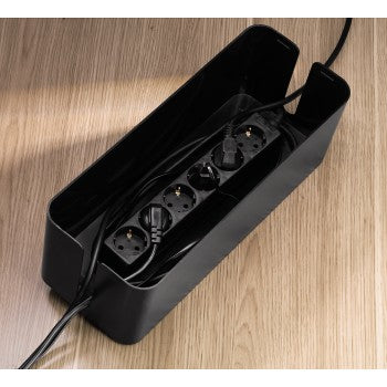 Hama Kabelbox 400 × 138 × 155 mm – für Kabel bis Ø 20 mm – schwarz – Kunststoff