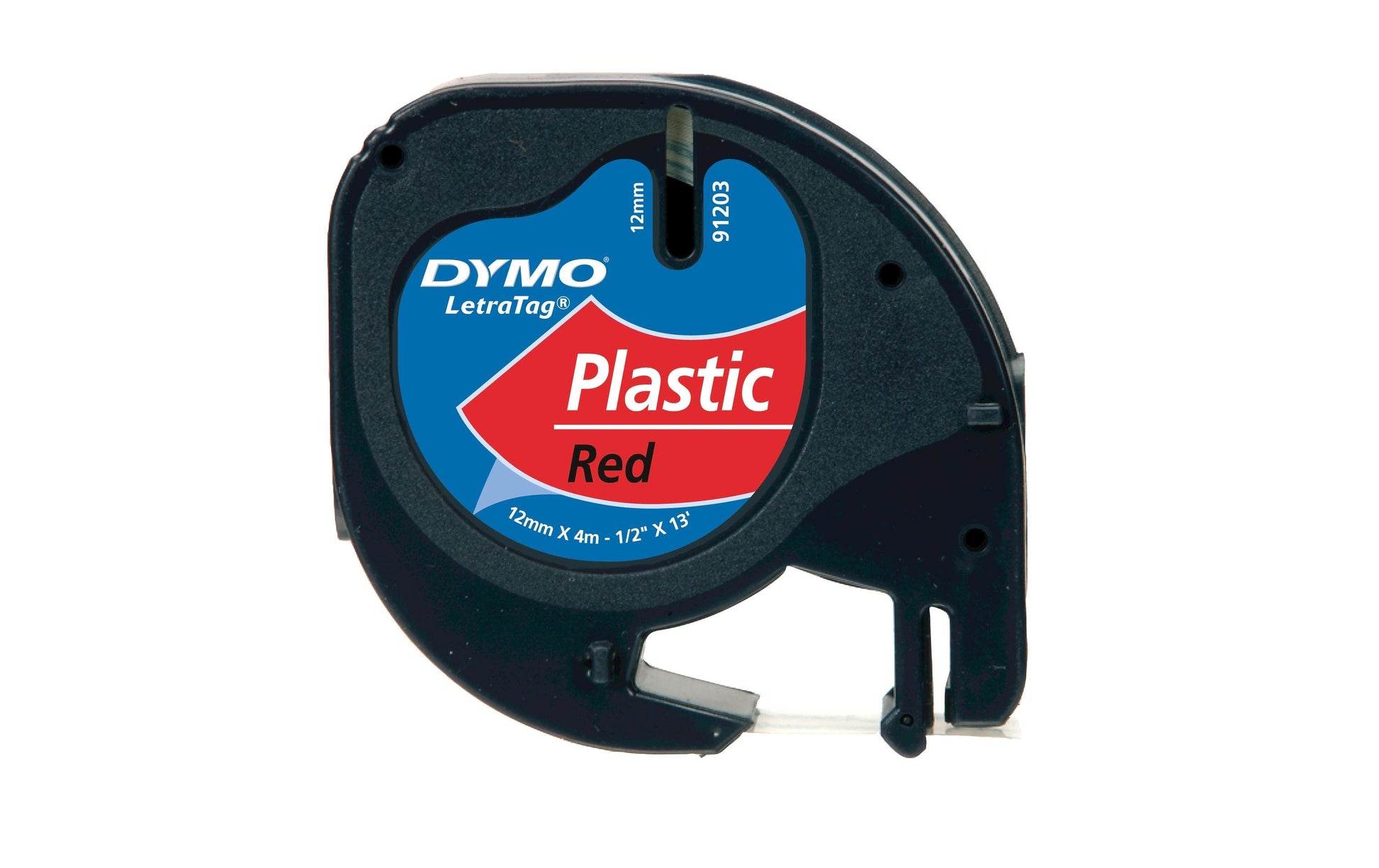 DYMO Schriftband – 12 mm × 4 m, rot, schwarz