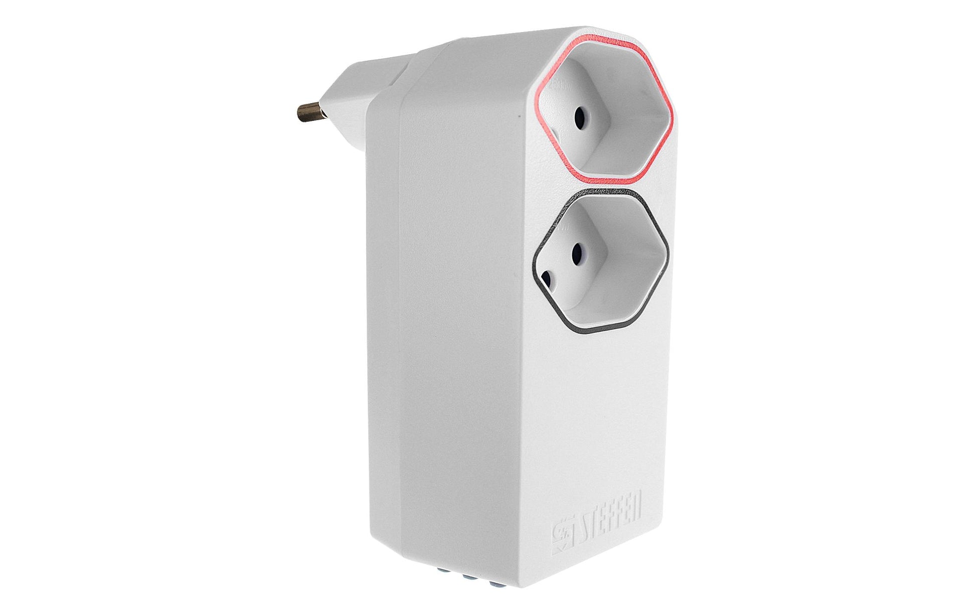 Steffen Digitale Zeitschaltuhr – 20 Programme, IP20, T12/T13, 230 V, 10 A, Zwischenstecker – Weiss – 1204455