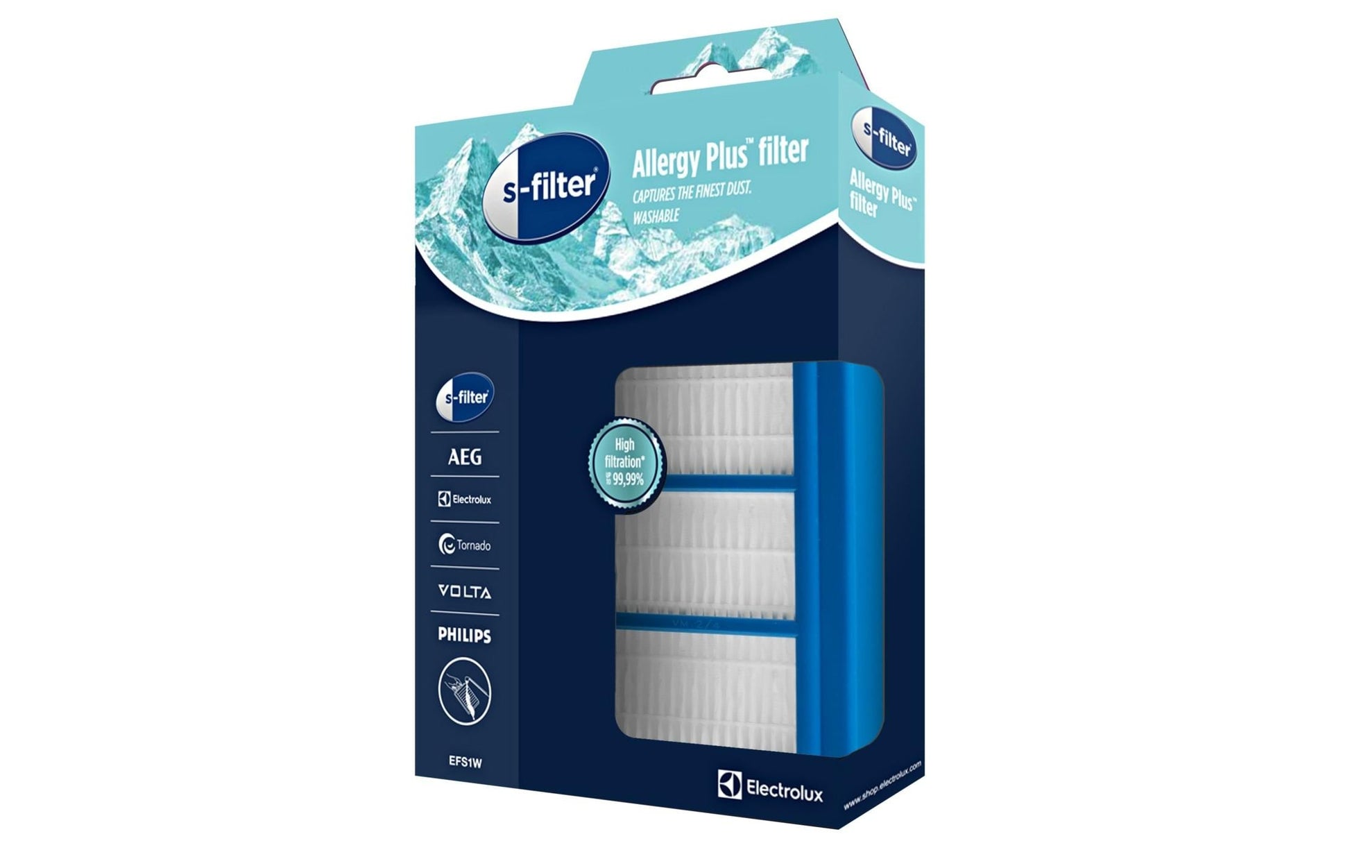 Electrolux Filter EFS1W – für Zylinder-Staubsauger, Blau, Weiss