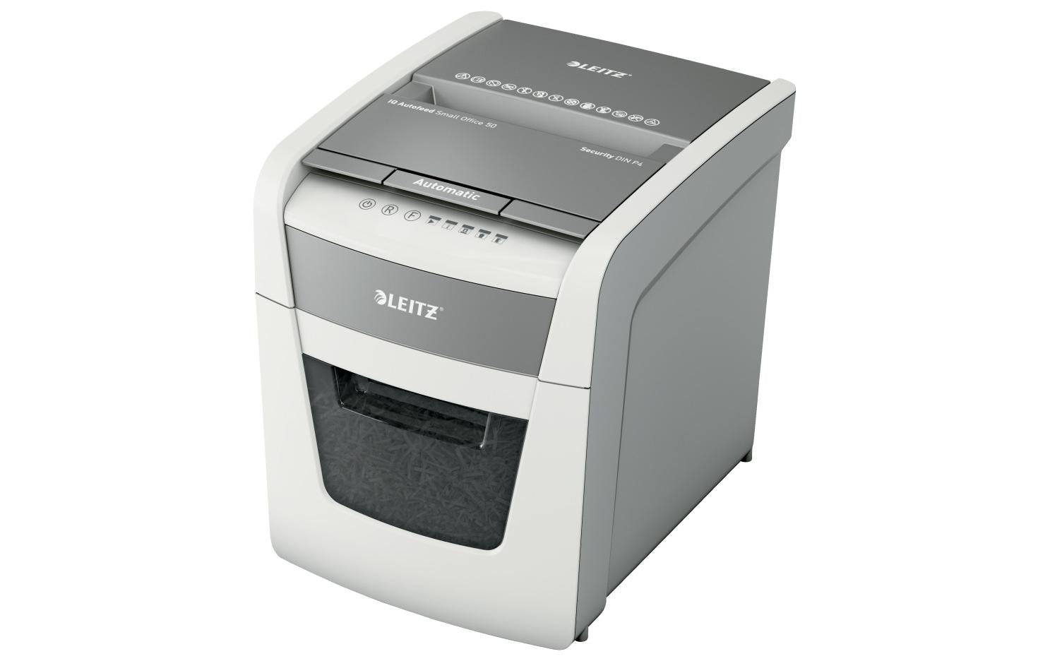 Leitz bürogeräte Leitz IQ Autofeed – Aktenvernichter mit Autofeed 50 Blatt, DIN P-4, Partikelschnitt 4 × 28 mm, 20 l