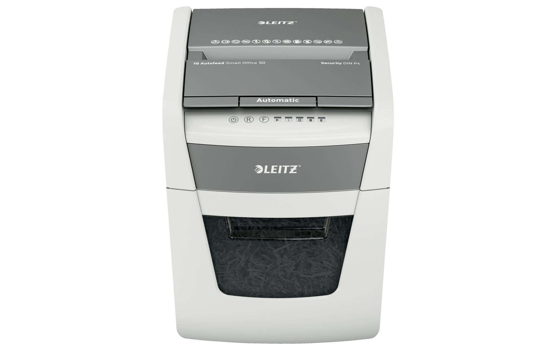Leitz bürogeräte Leitz IQ Autofeed – Aktenvernichter mit Autofeed 50 Blatt, DIN P-4, Partikelschnitt 4 × 28 mm, 20 l
