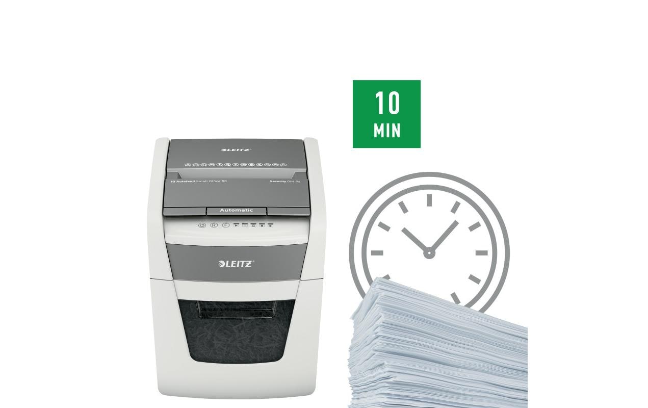 Leitz bürogeräte Leitz IQ Autofeed – Aktenvernichter mit Autofeed 50 Blatt, DIN P-4, Partikelschnitt 4 × 28 mm, 20 l