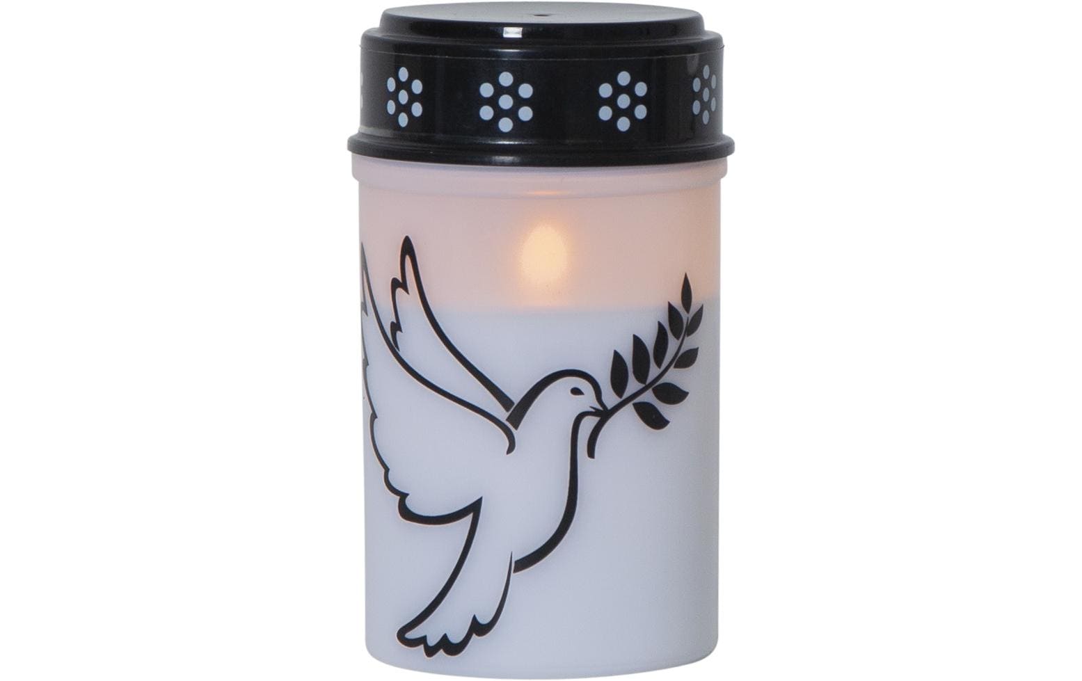 Star Trading Grablicht Taube – Ø 7,5 × 12,5 cm – Kunststoff, weiss, Timer 6/18 h