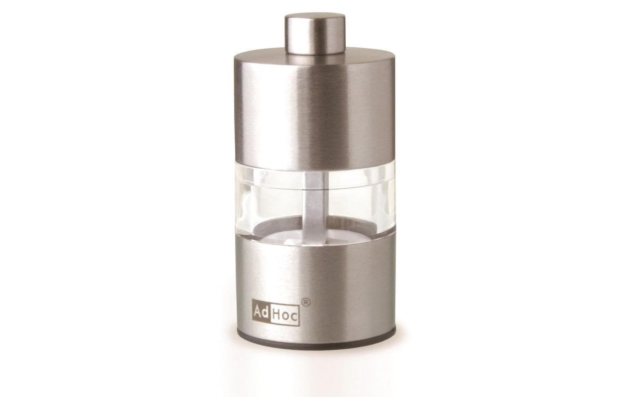 AdHoc Salz-/Pfeffermühle Ø 3,2 × 6,2 cm, Acryl/Edelstahl, Keramik-Mahlwerk, Silber