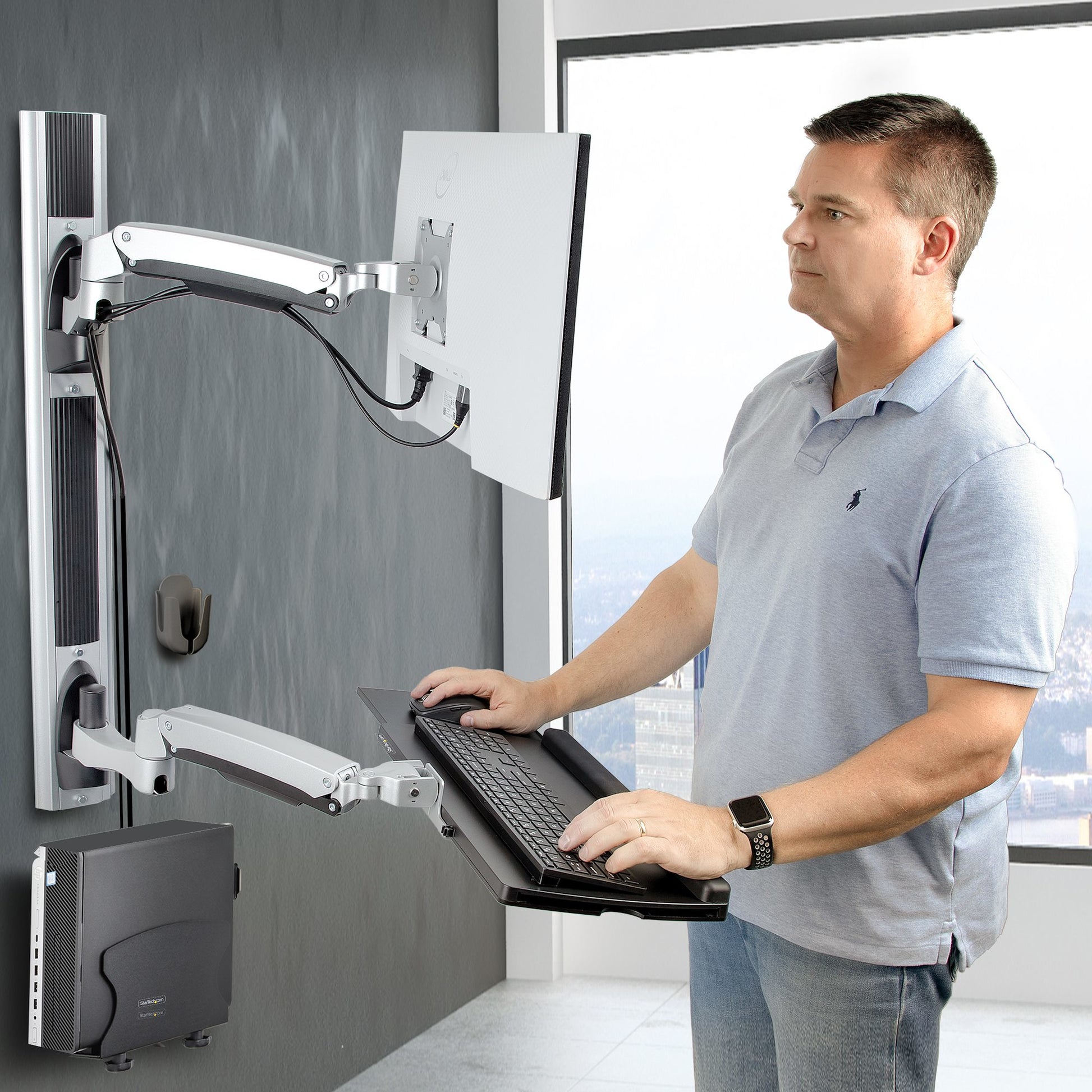 StarTech.com Monitor-Wandhalterung – 27–32" – VESA 75×75/100×100 mm – bis 10 kg – Tastaturarm – für Monitore