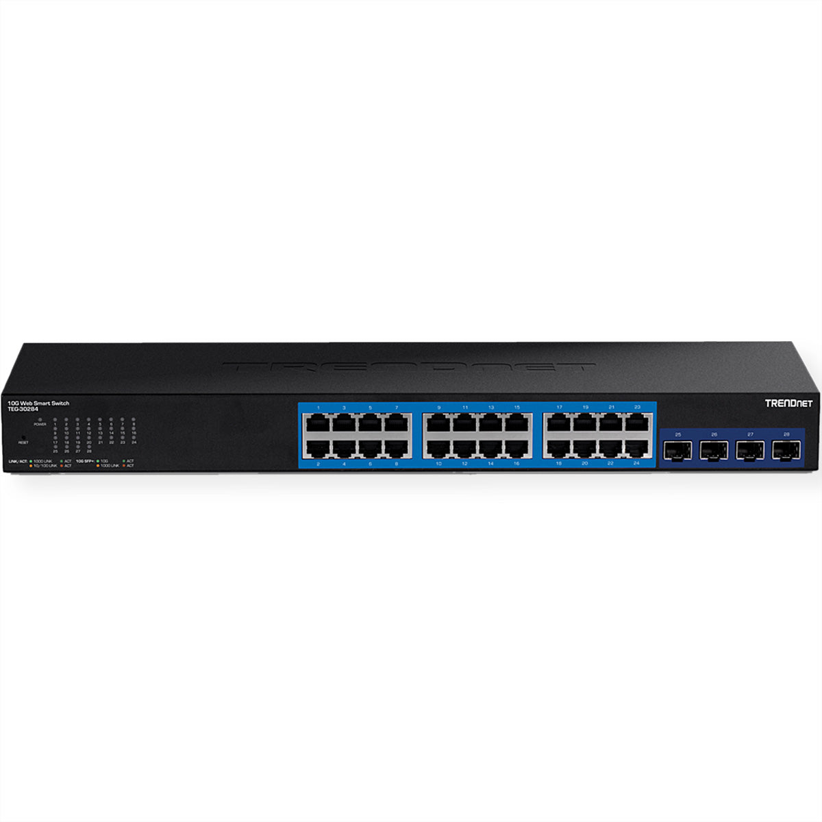 TRENDnet TEG-30284 – Managed L2 Switch – 24× 1G, 4× SFP+, 19", 1U