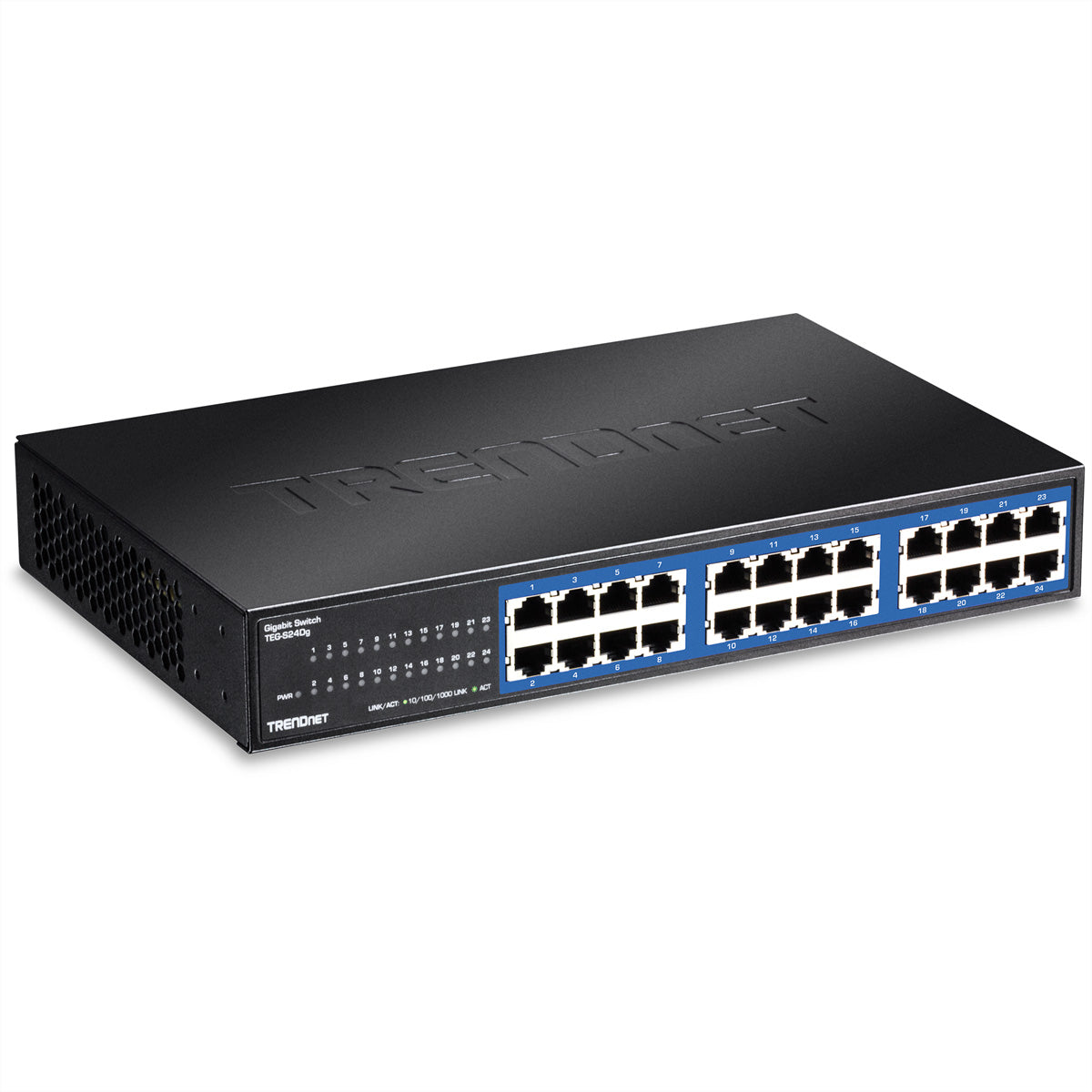 Trendnet TEG-S24DG – Unmanaged Switch – 24× 1G, Desktop, Schwarz