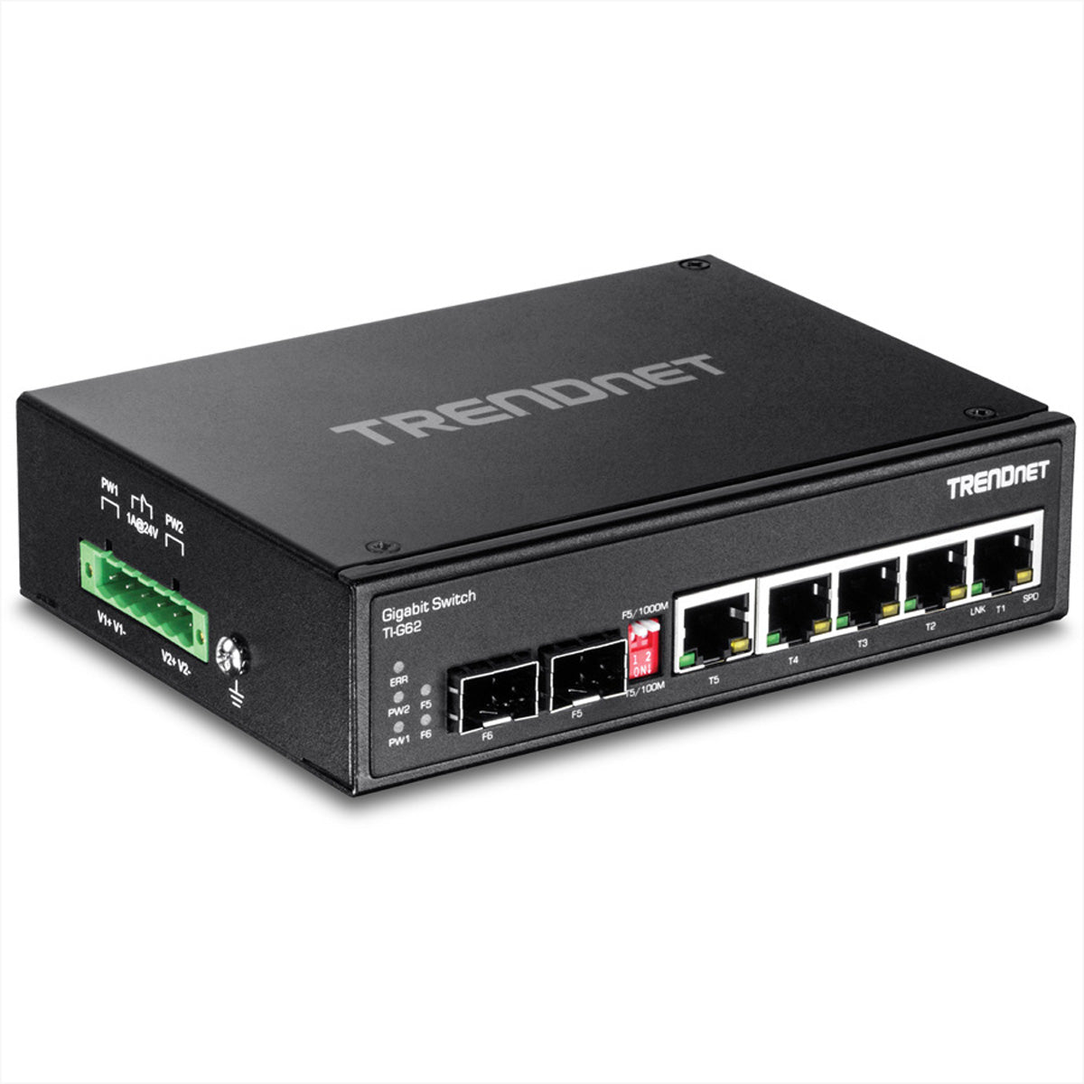 TRENDnet TI-G62 – Unmanaged L2 Switch – 6× 1G, 2× SFP (1× geteilt), DIN-Rail, IP30