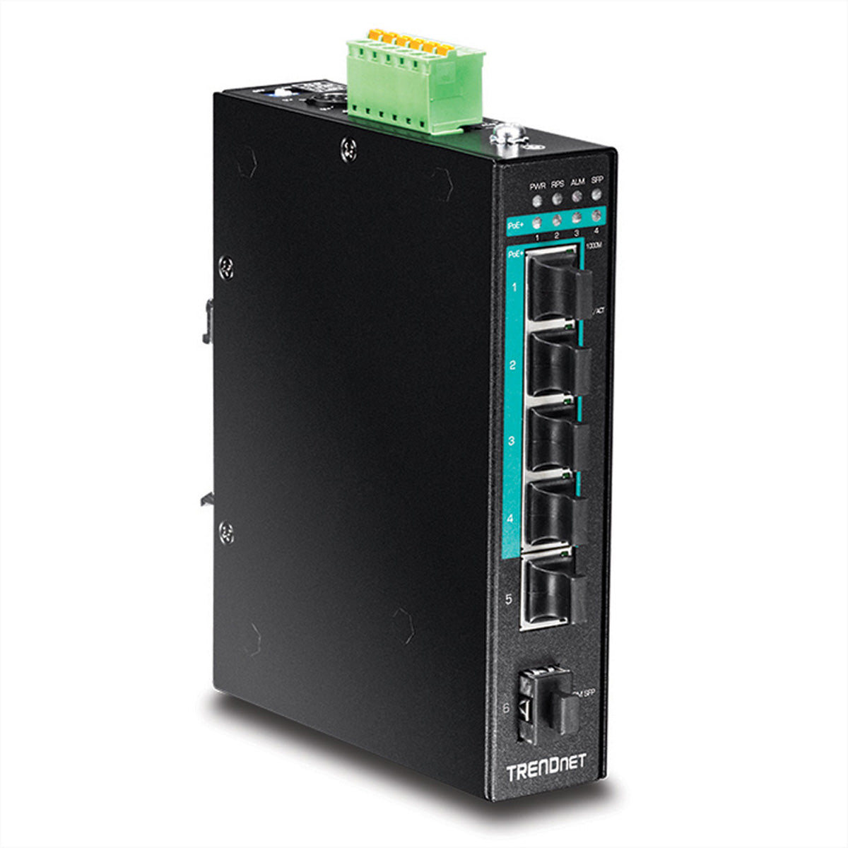 TRENDnet TI-PG541 – Unmanaged L2 Switch – 5× 1G, 1× SFP, PoE+, PoE-Budget 120 W, DIN-Rail