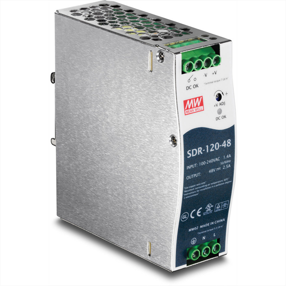 Trendnet TI-S12048 Netzteil 120 W, 48 V – Hutschiene – aktive PFC – für PoE-Geräte (Switches, Kameras usw.)
