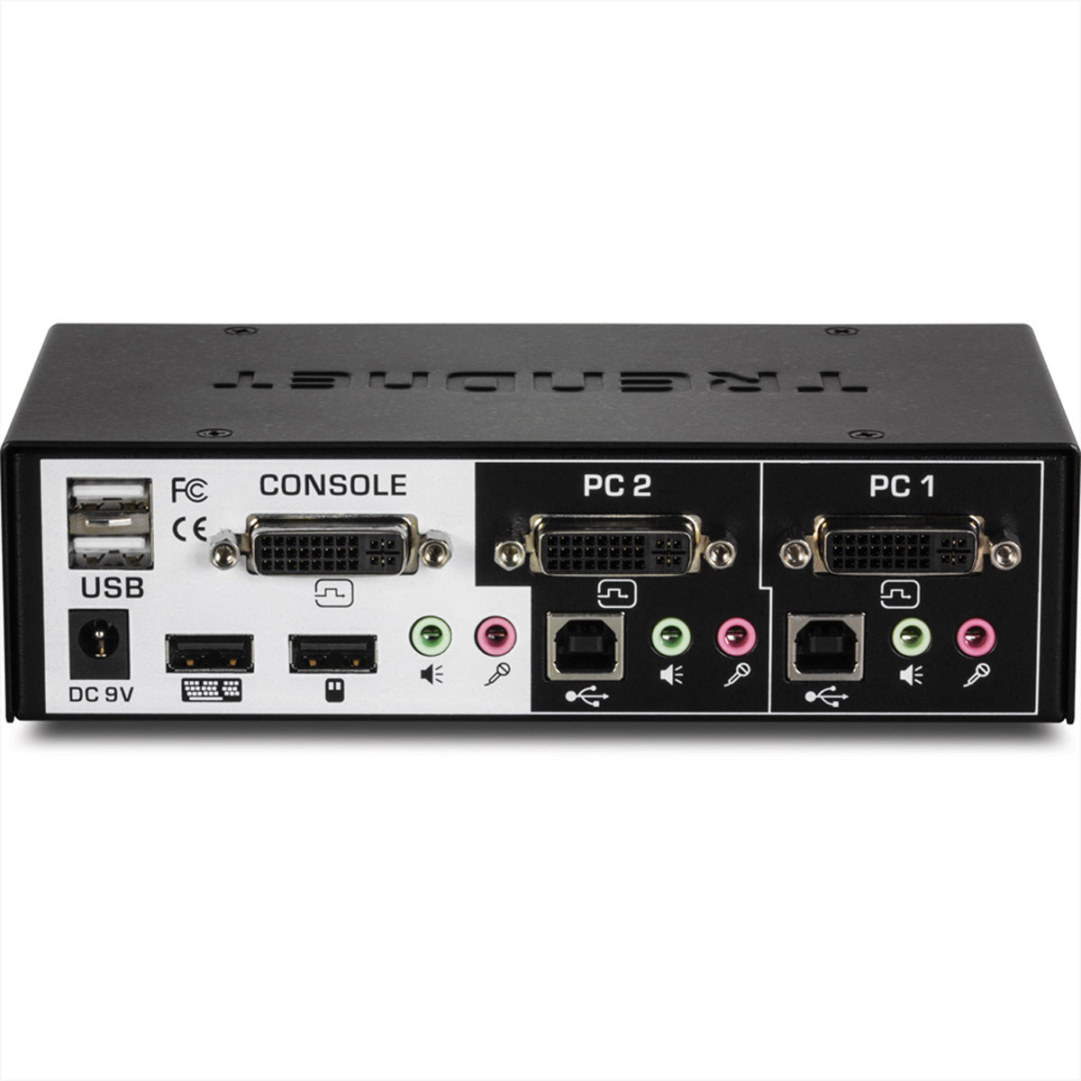 TRENDnet TK-222DVK – 2-Port DVI-I KVM-Switch – 2560 × 1600/60 Hz, USB 2.0-Hub, Audio